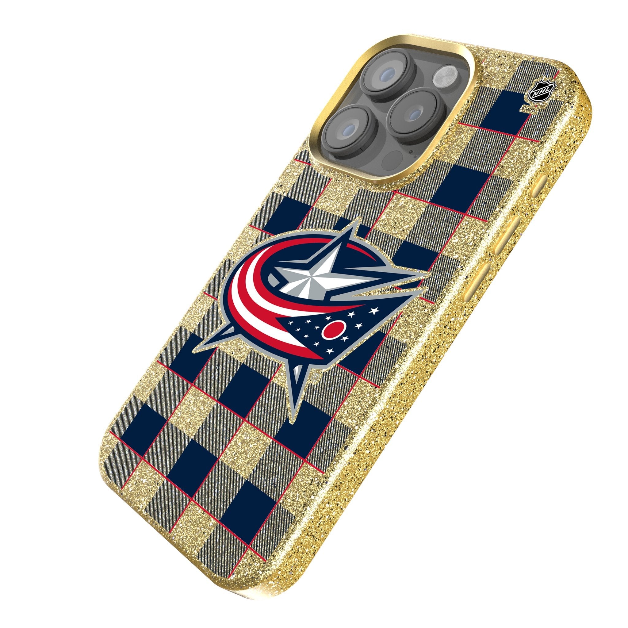 Columbus Blue Jackets Plaid Bling Phone Case