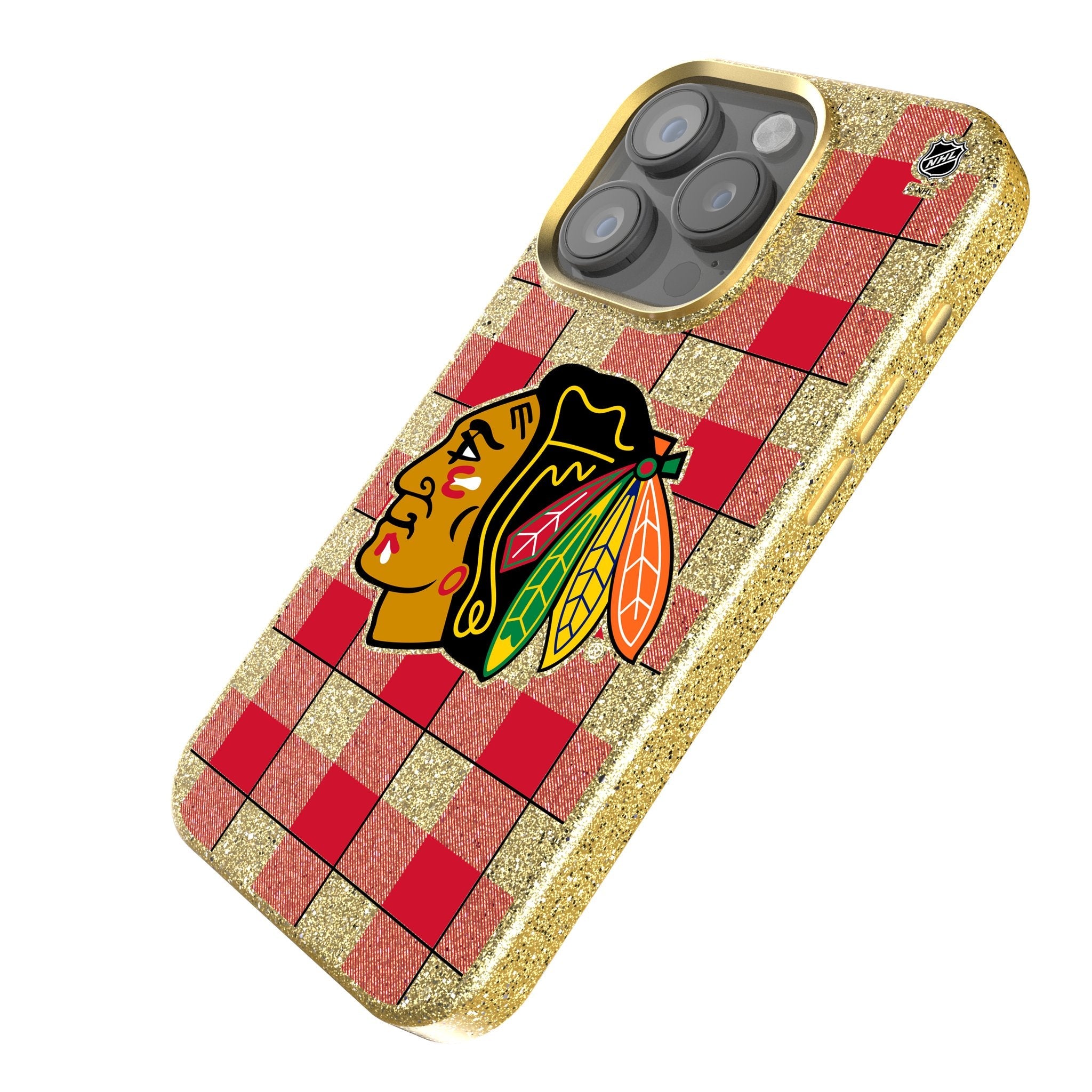 Chicago Blackhawks Plaid Bling Phone Case