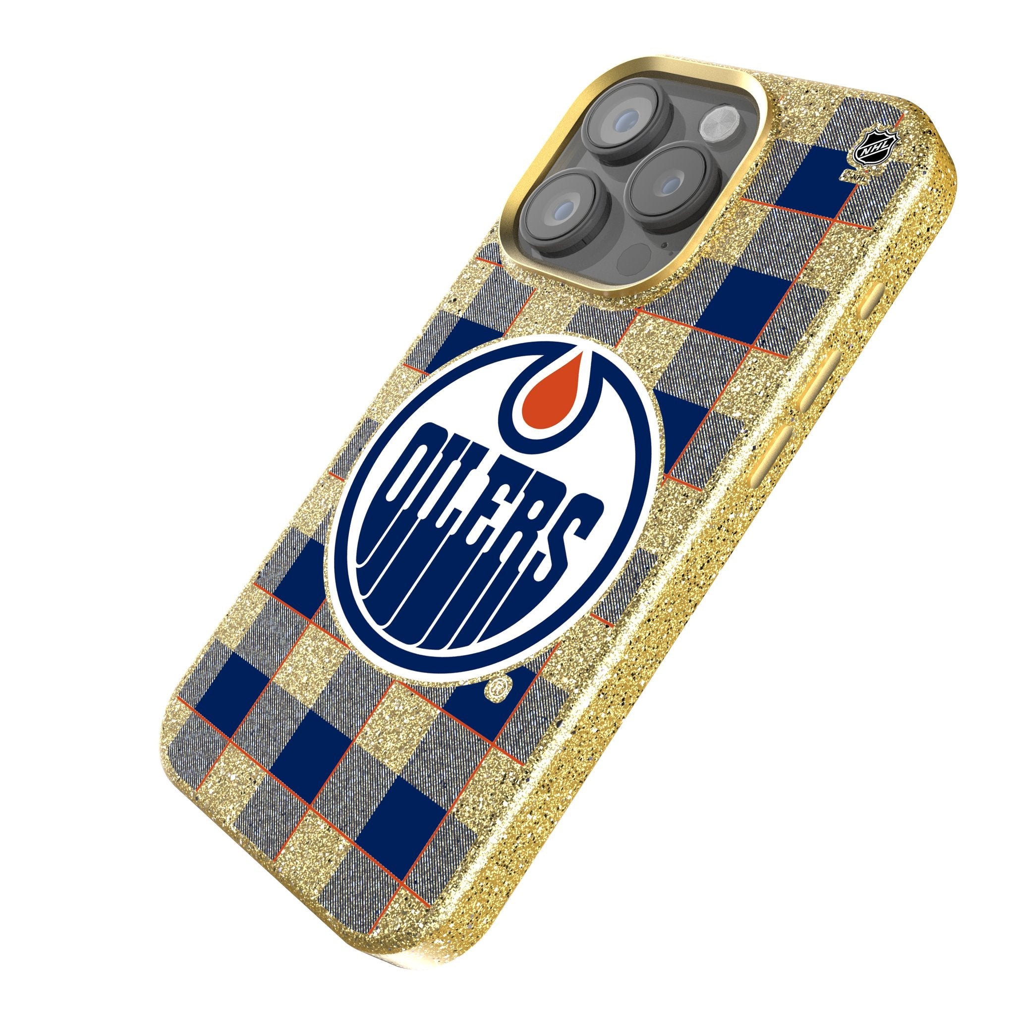 Edmonton Oilers Plaid Bling Phone Case