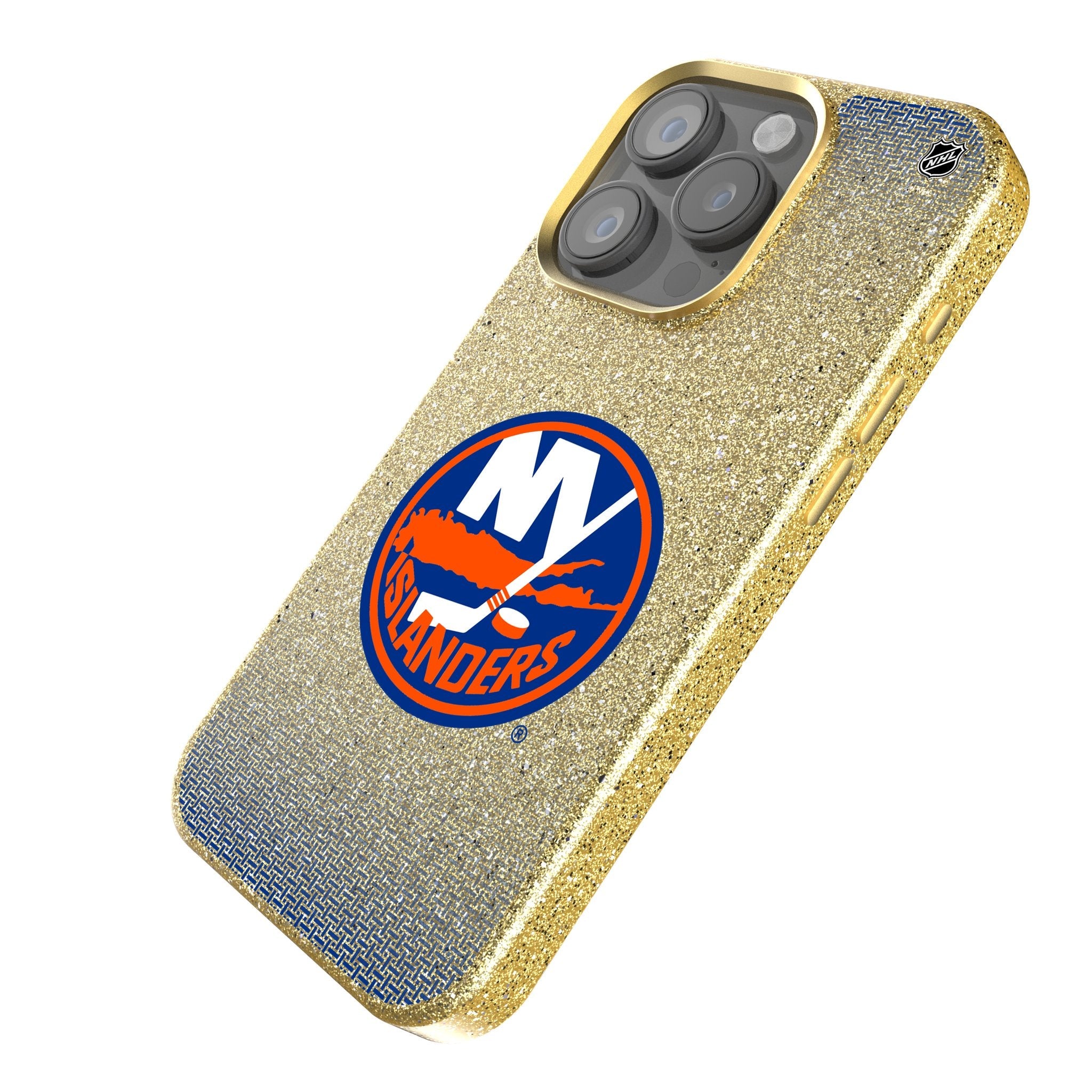 New York Islanders Linen Bling Phone Case for Apple iPhone
