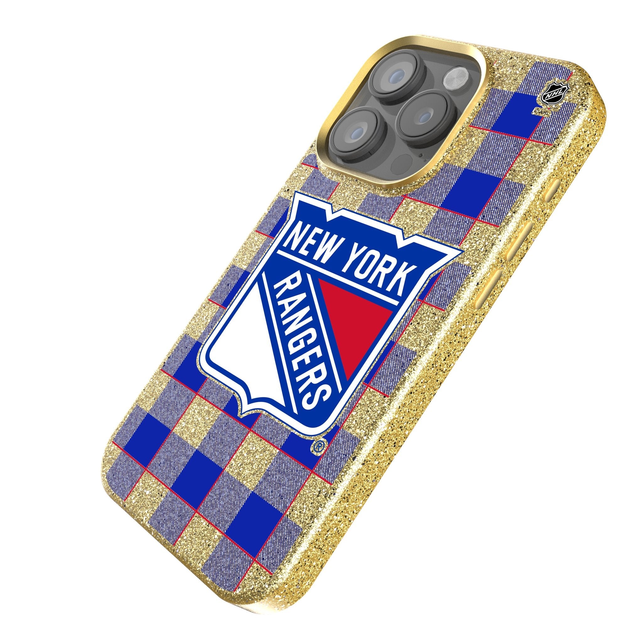 New York Rangers Plaid Bling Phone Case
