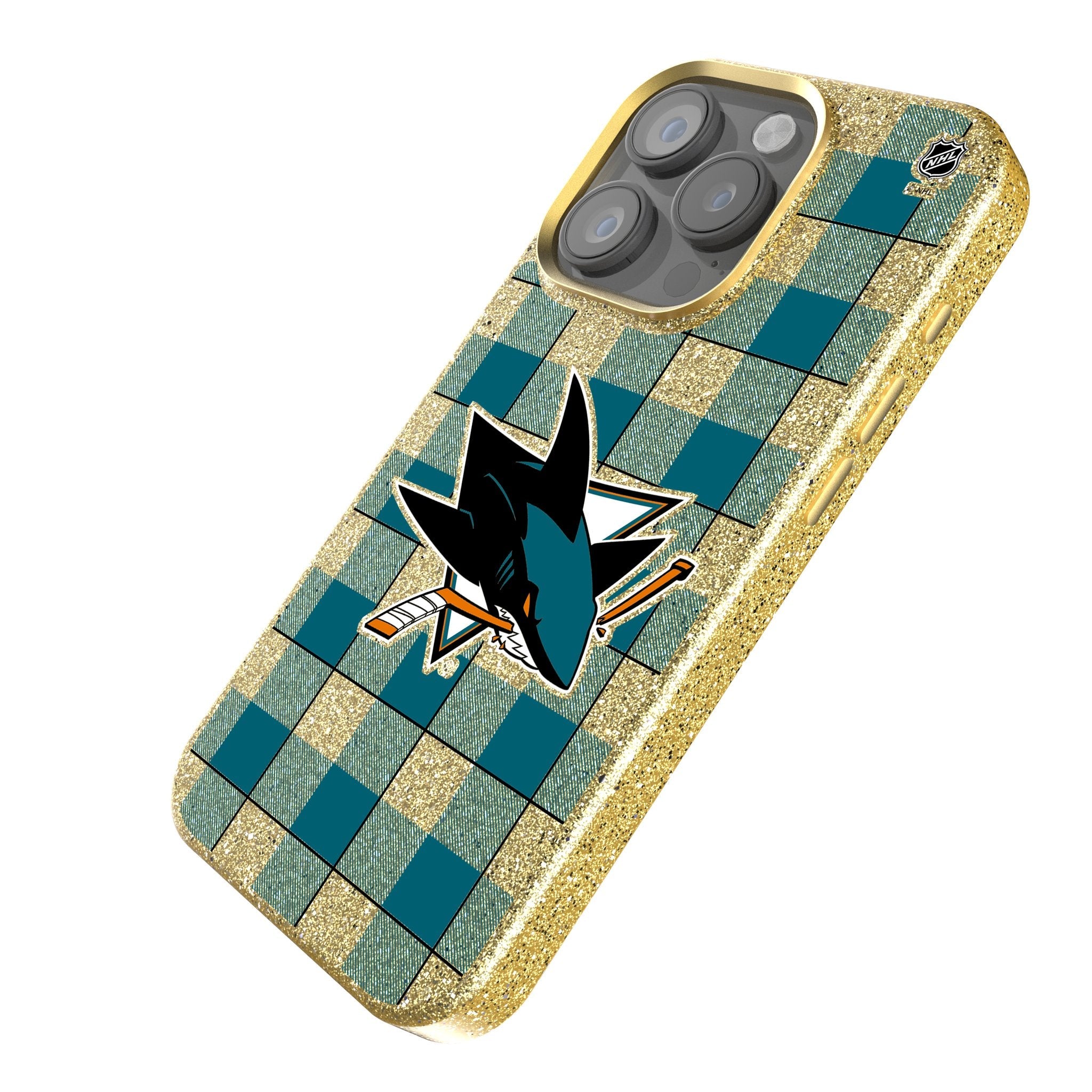 San Jose Sharks Plaid Bling Phone Case