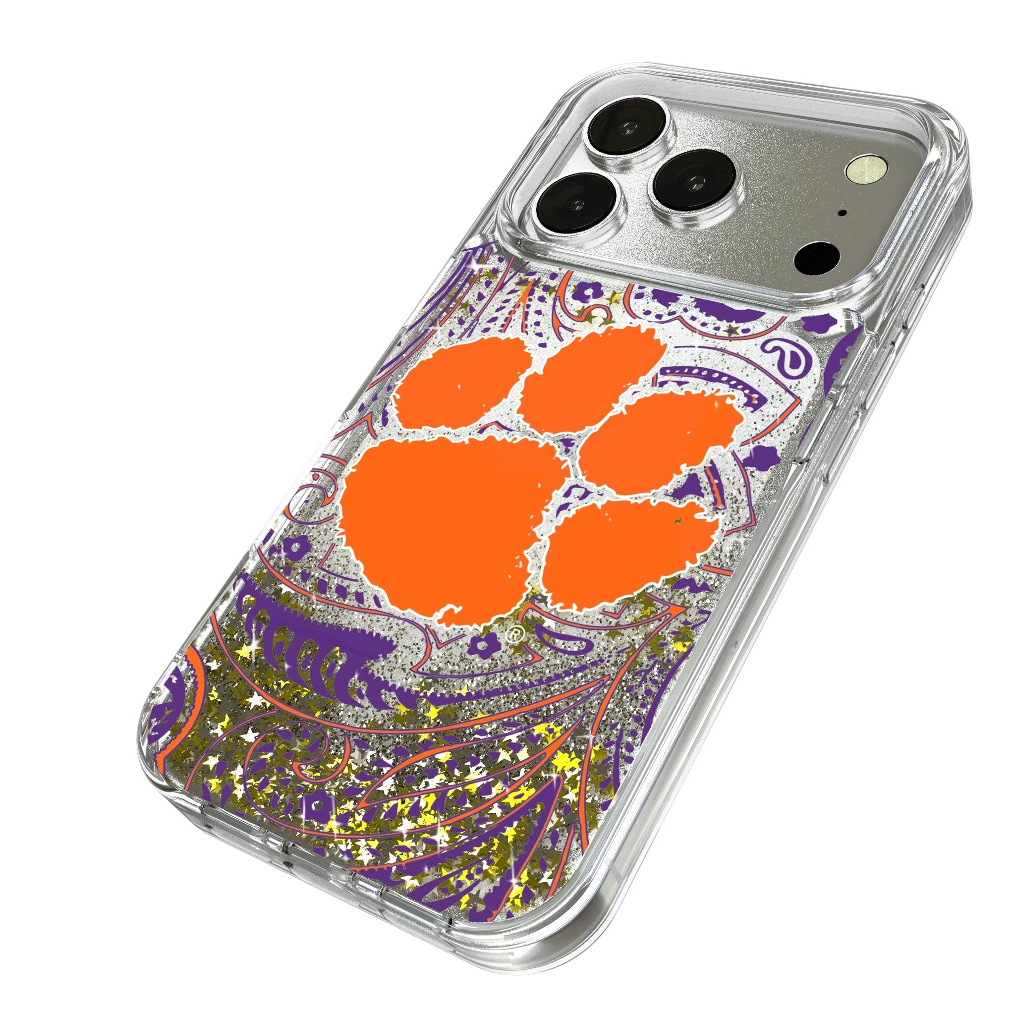 Clemson University Tigers Paisley Glitter Phone Case for Apple iPhone 17 Series 2