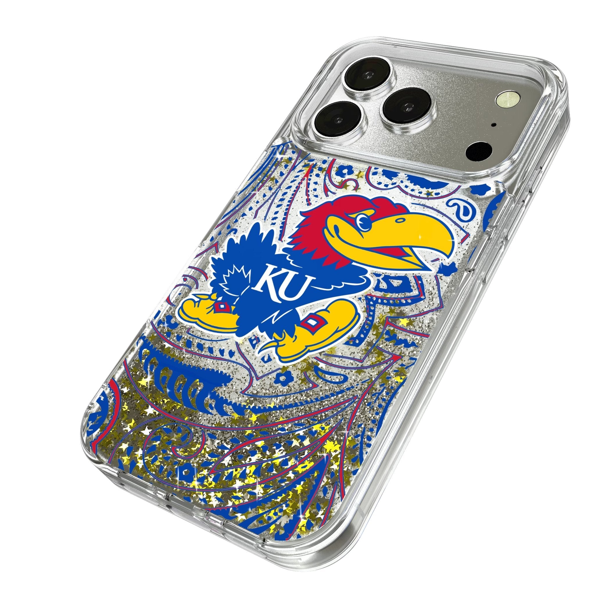 University of Kansas Jayhawks Paisley Glitter Phone Case for Apple iPhone 17 Series