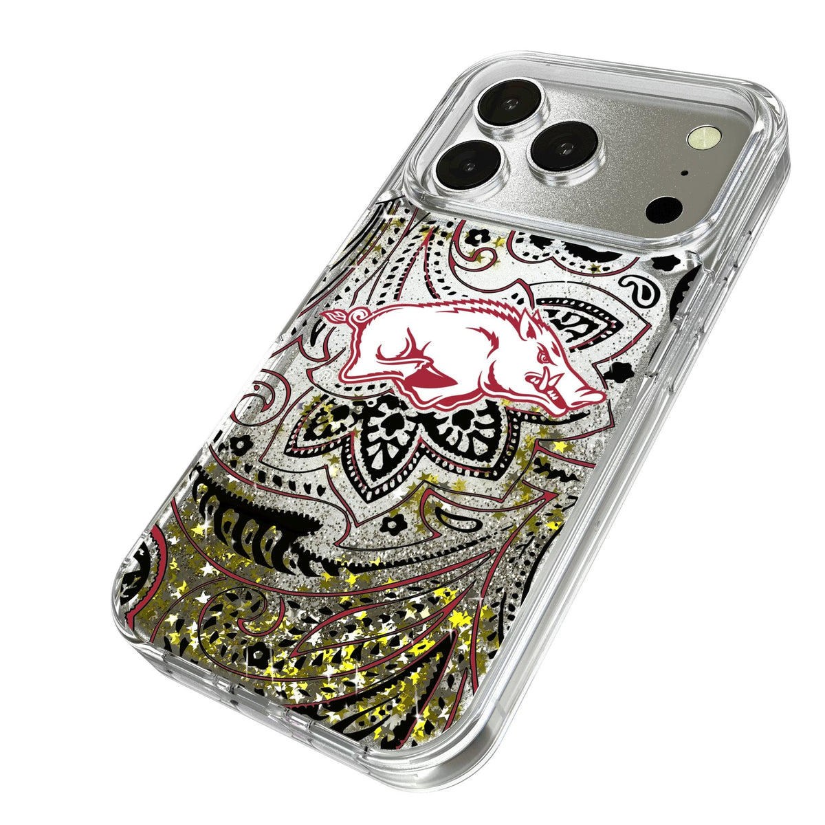 University of Arkansas Fayetteville Razorbacks Paisley Glitter Phone Case for Apple iPhone 17 Series 2