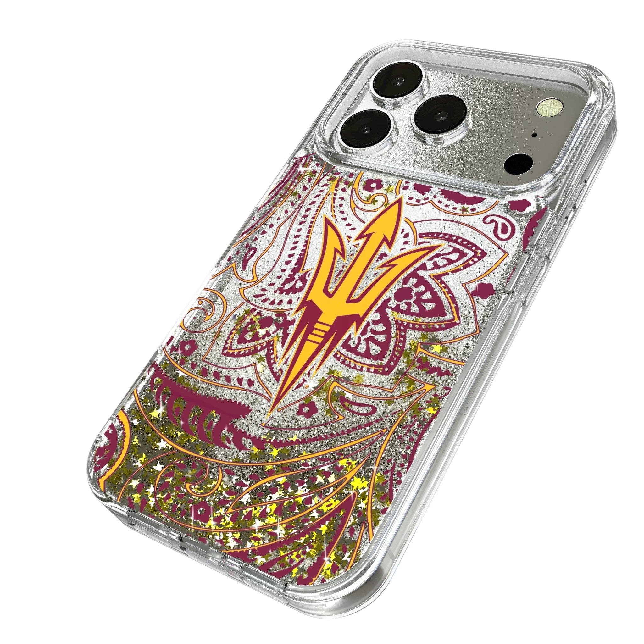 Arizona State University Sun Devils Paisley Glitter Phone Case for Apple iPhone 17 Series