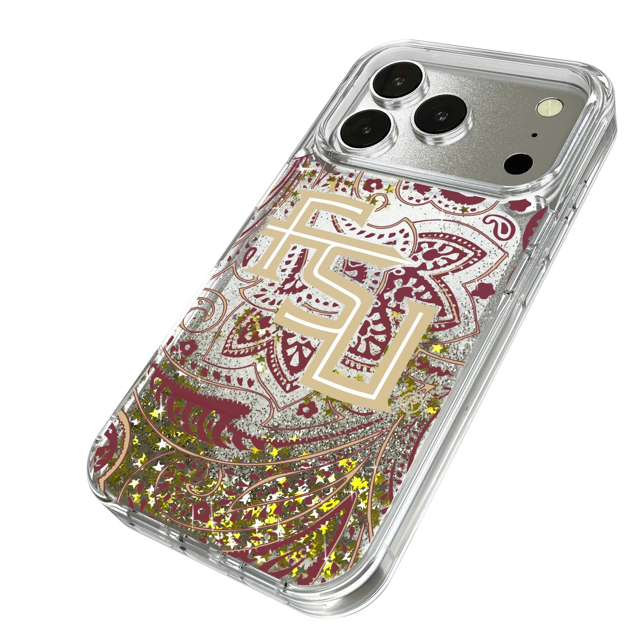 Florida State University Seminoles Athletic Wordmark Paisley Glitter Phone Case for Apple iPhone 17 Series