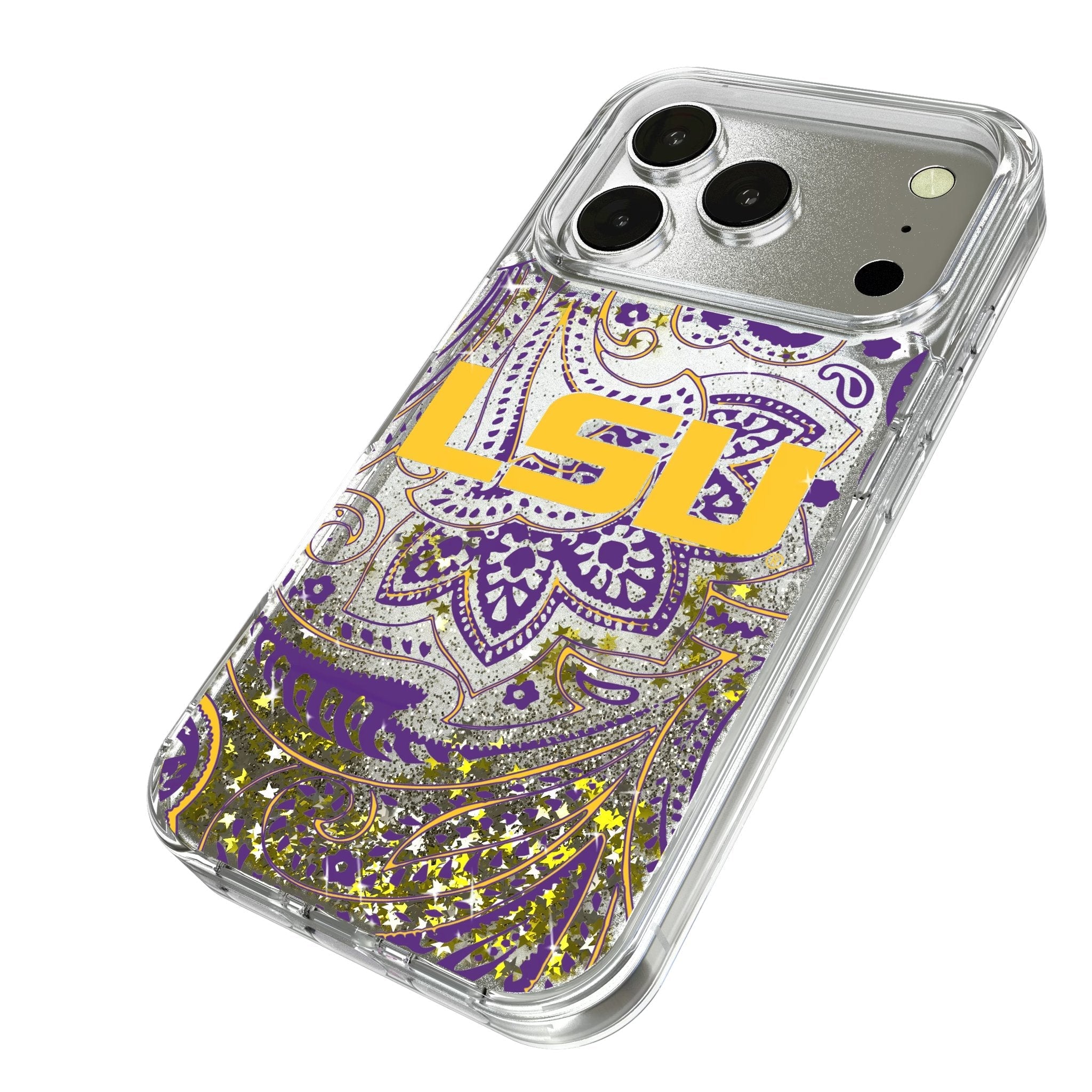 Louisiana State University Tigers Paisley Glitter Phone Case for Apple iPhone 17 Series