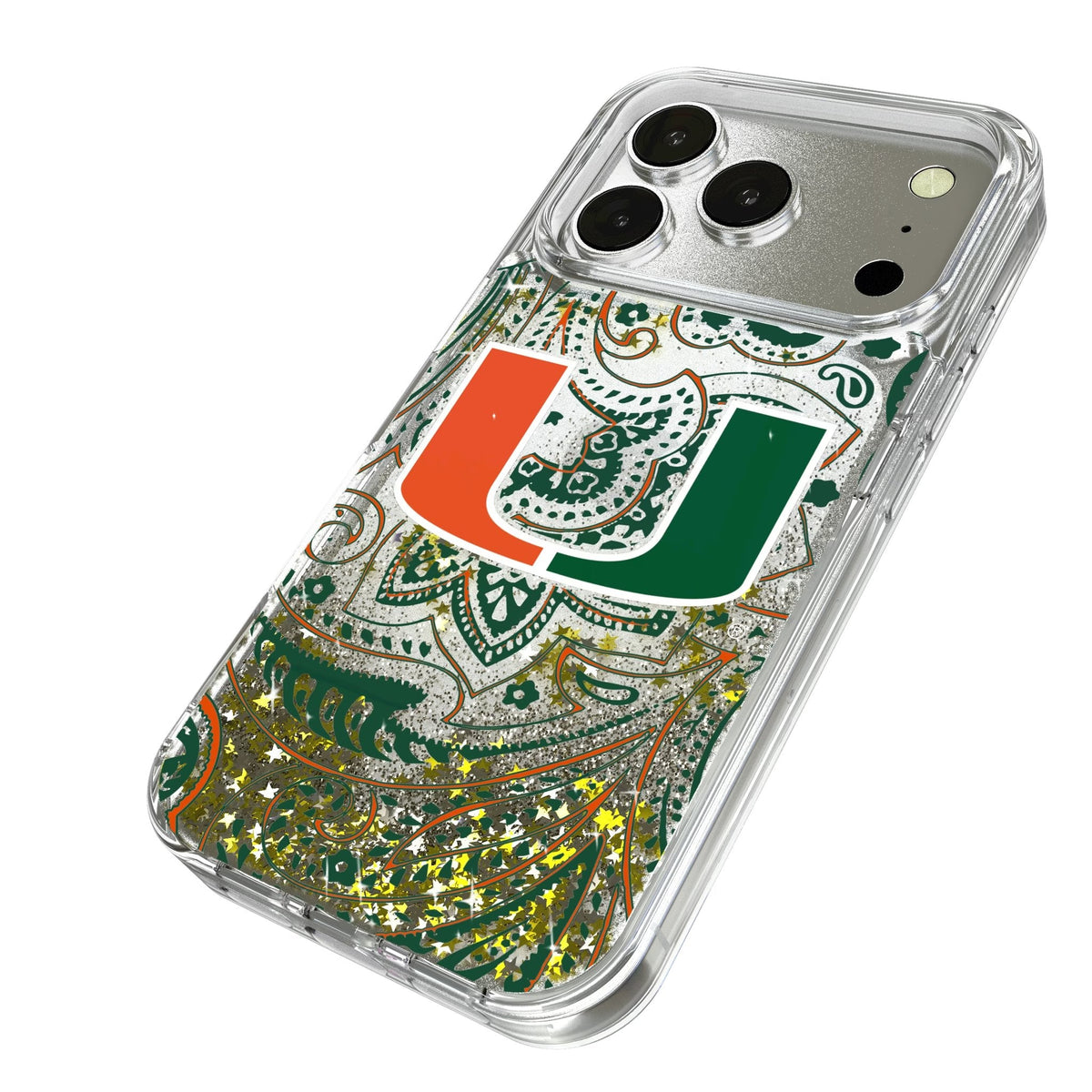 University of Miami Hurricanes Paisley Glitter Phone Case for Apple iPhone 17 Series 2