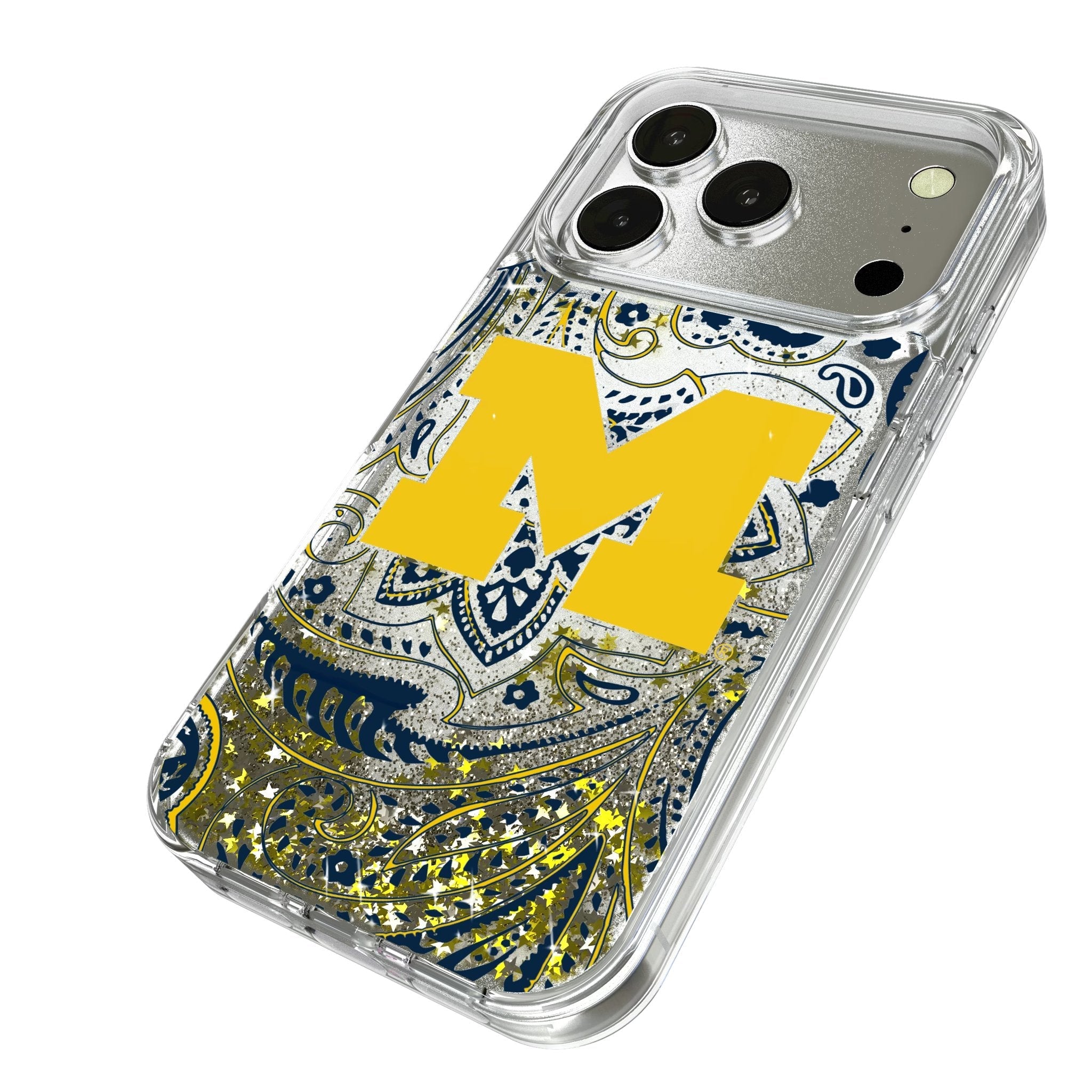 University of Michigan Wolverines Paisley Glitter Phone Case for Apple iPhone 17 Series