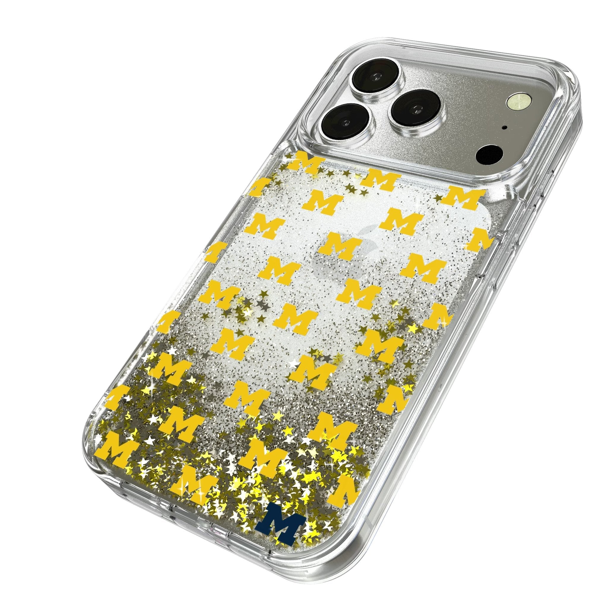 University of Michigan Wolverines Fashion Pattern Glitter Phone Case for Apple iPhone 17 Series