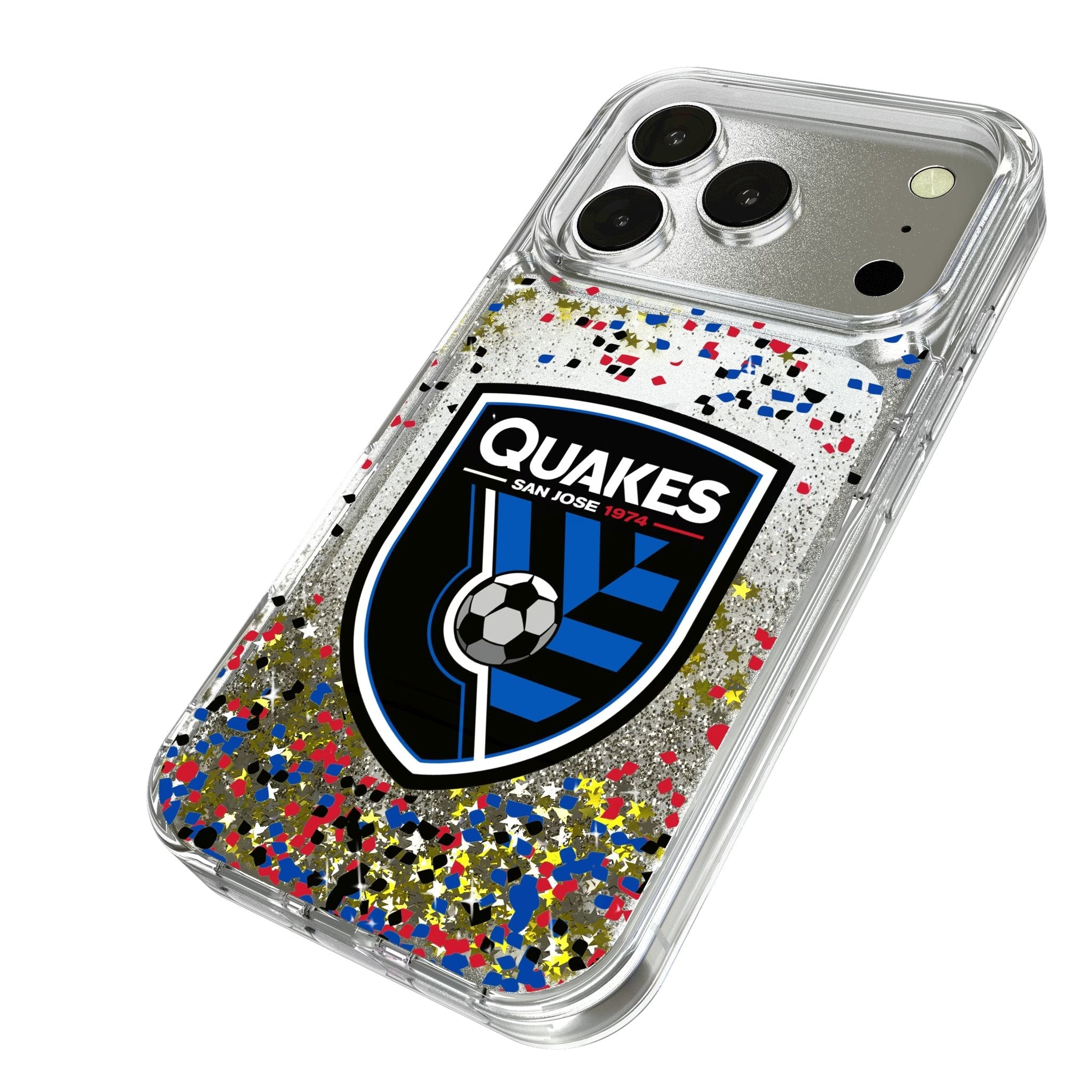 San Jose Earthquakes Confetti Glitter Phone Case for Apple iPhone 17 Series 2