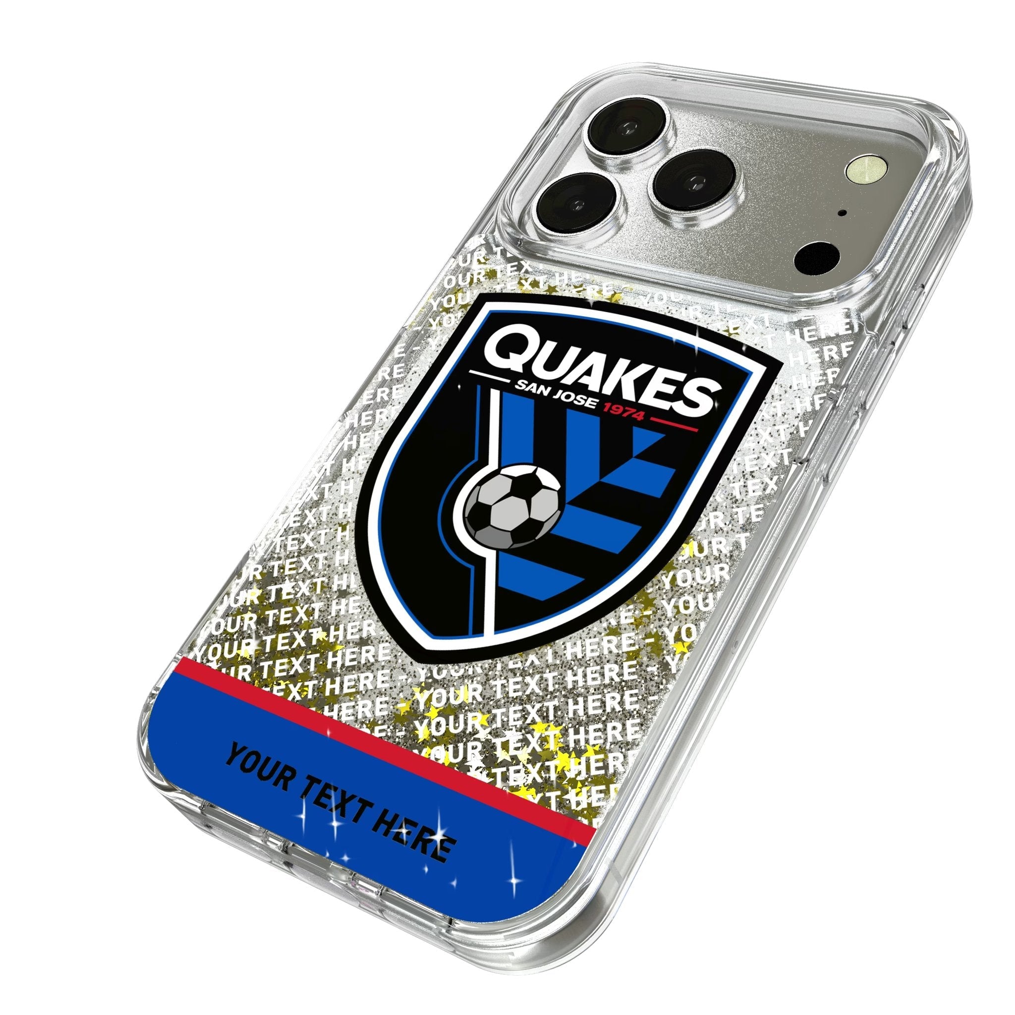San Jose Earthquakes Personalized EndZone Plus Glitter Phone Case for Apple iPhone 17 Series