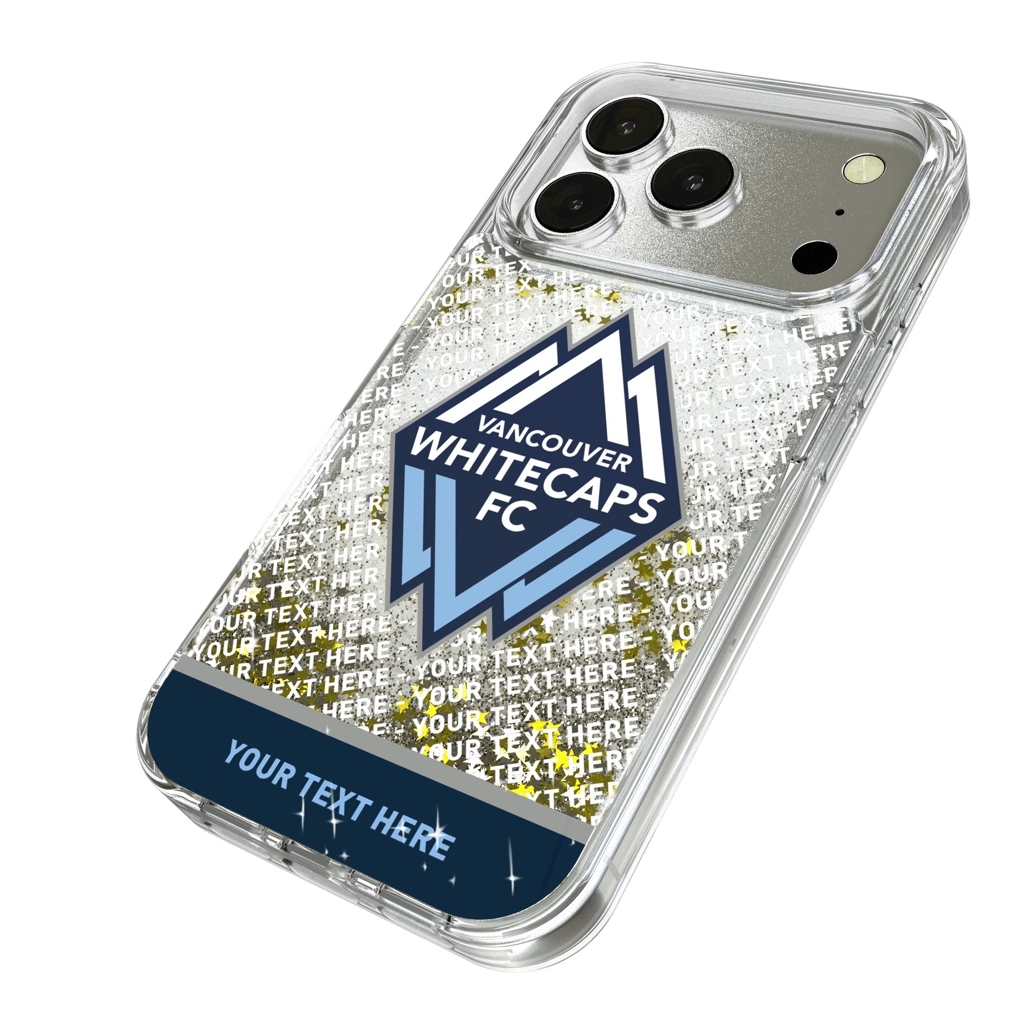 Vancouver Whitecaps Personalized EndZone Plus Glitter Phone Case for Apple iPhone 17 Series