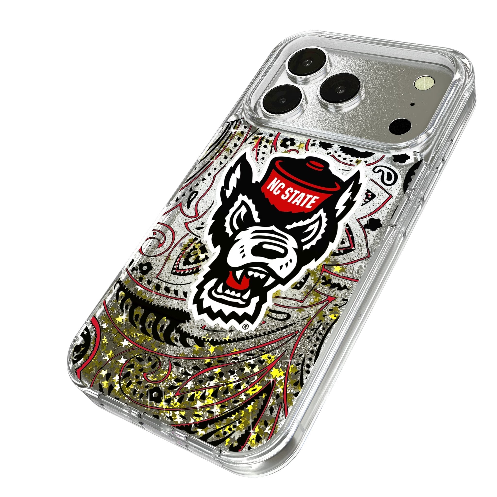 North Carolina State University Wolfpack Paisley Glitter Phone Case for Apple iPhone 17 Series