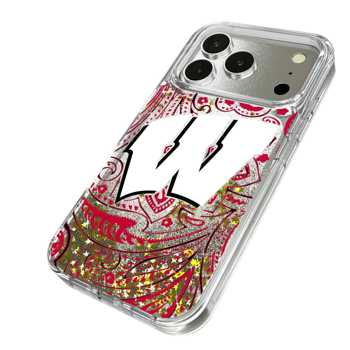 University of Wisconsin Badgers Paisley Glitter Phone Case for Apple iPhone 17 Series 2