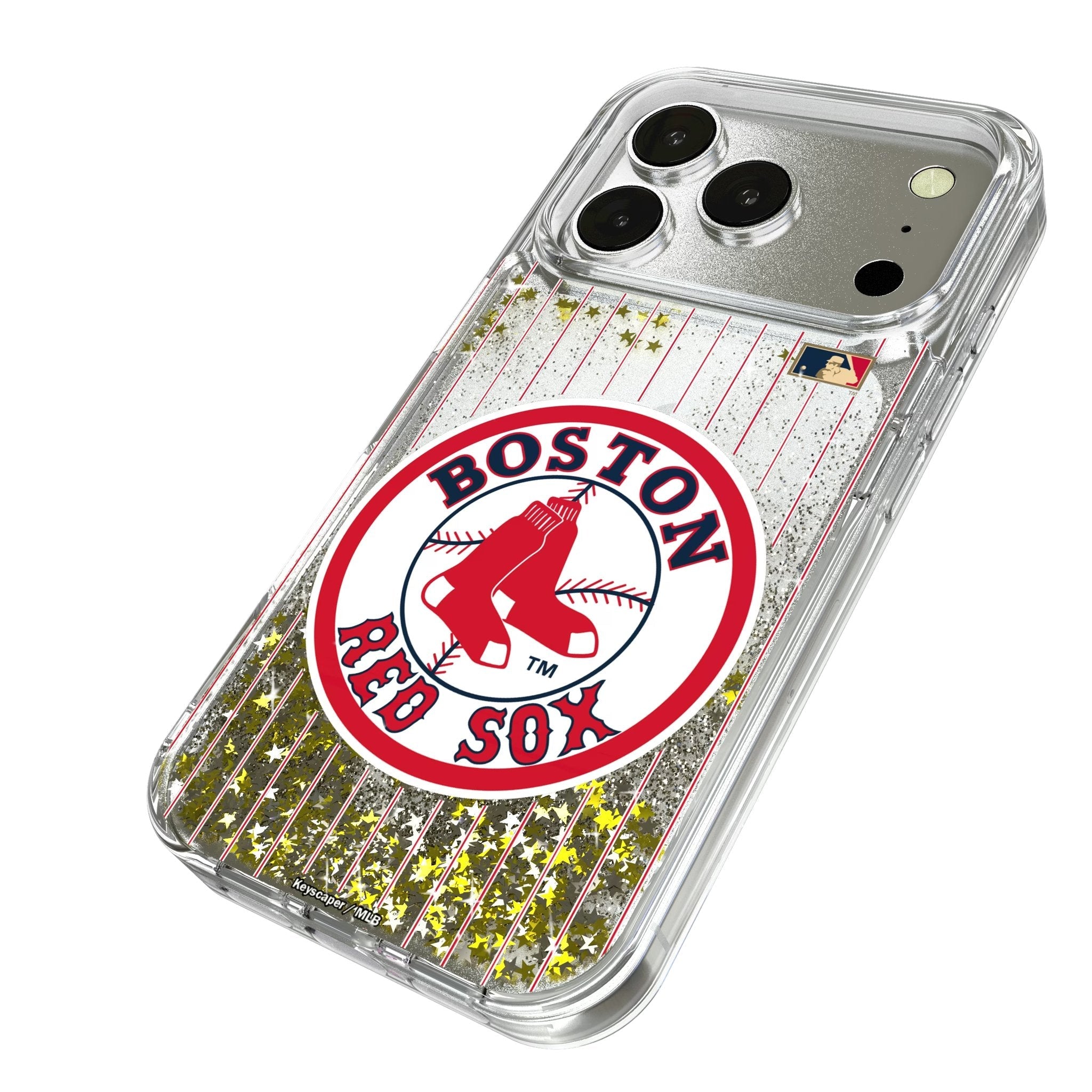 Boston Red Sox 1976-2008 - Cooperstown Collection Pinstripe Glitter Phone Case for Apple iPhone 17 Series