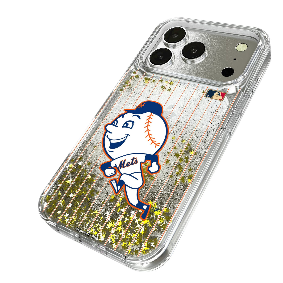 New York Mets 2014 - Cooperstown Collection Pinstripe Glitter Phone Case for Apple iPhone 17 Series 2