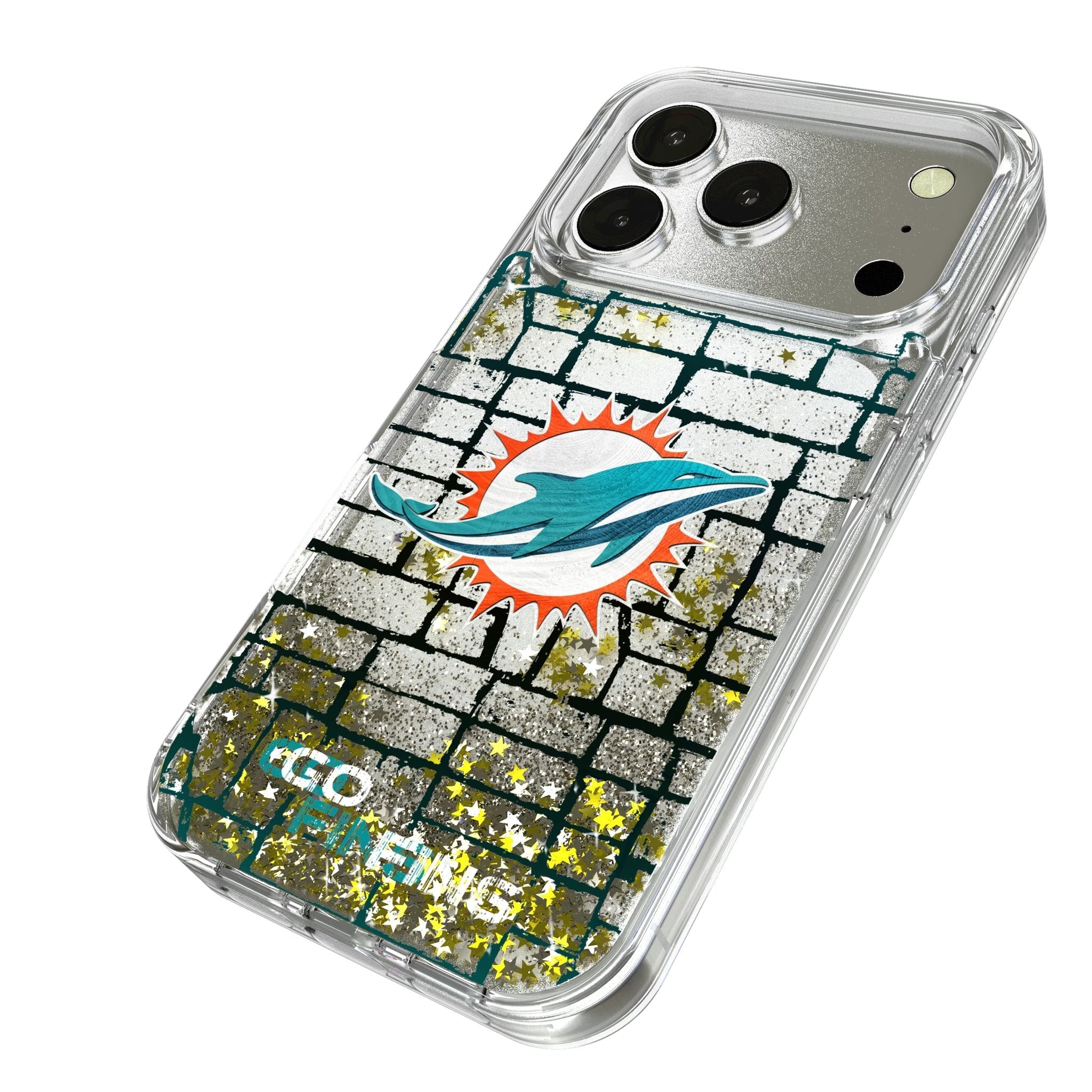 Miami Dolphins Brick Wall Glitter Phone Case for Apple iPhone 17 Series 2