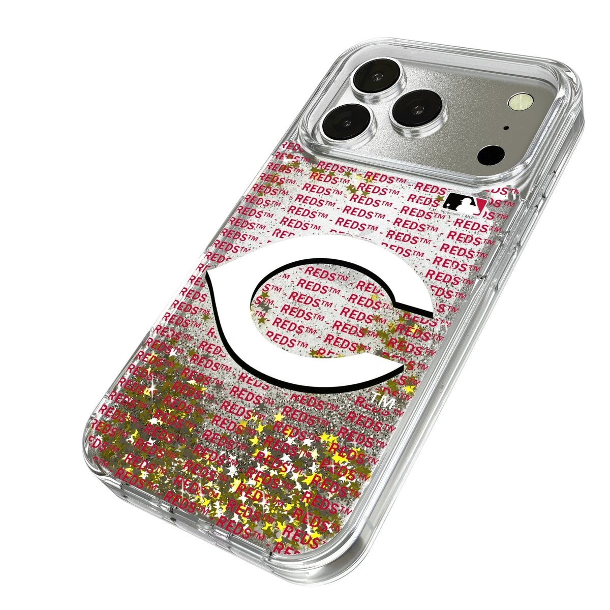 Cincinnati Reds Text Backdrop Glitter Phone Case for Apple iPhone 17 Series 2