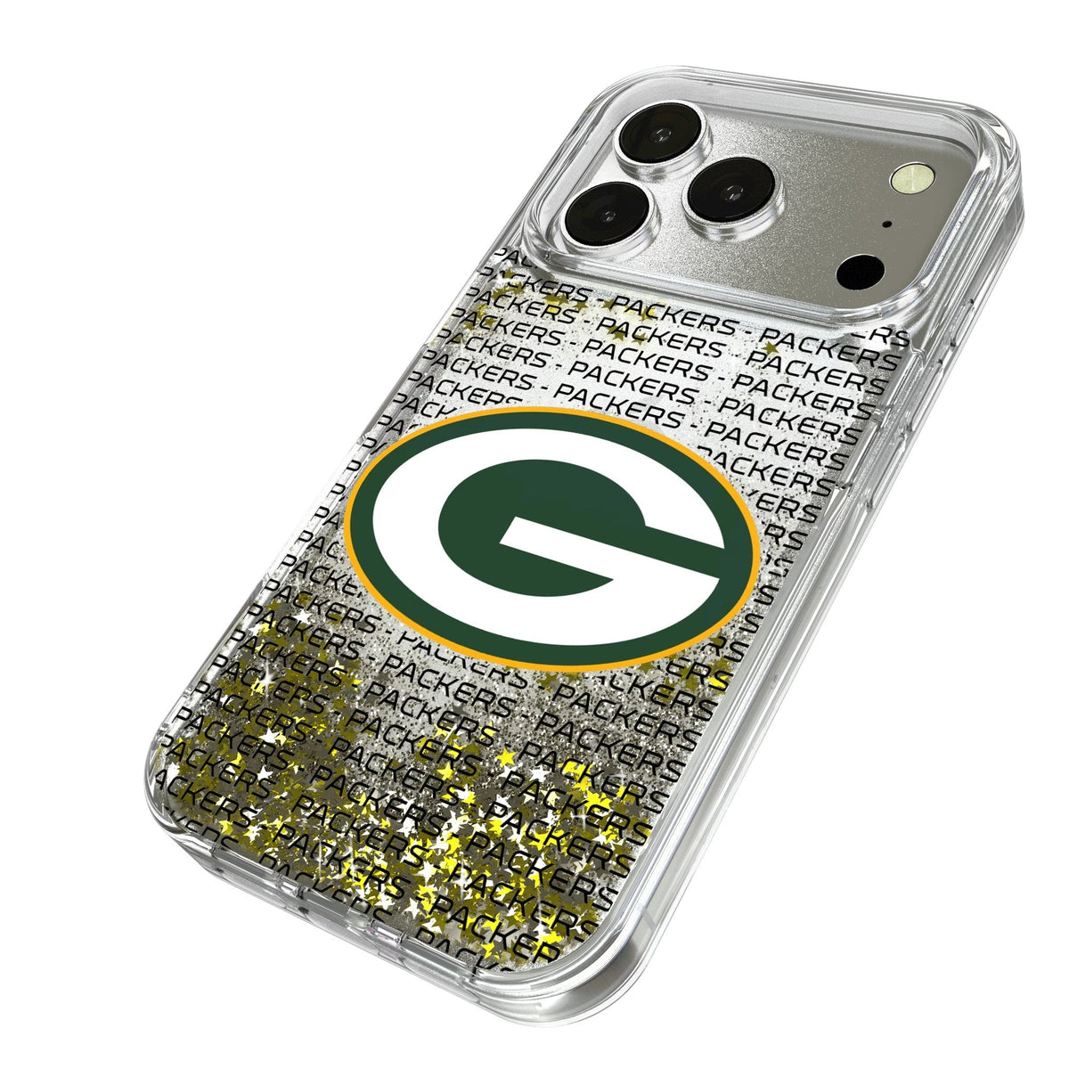 Green Bay Packers Text Backdrop Glitter Phone Case for Apple iPhone 17 Series