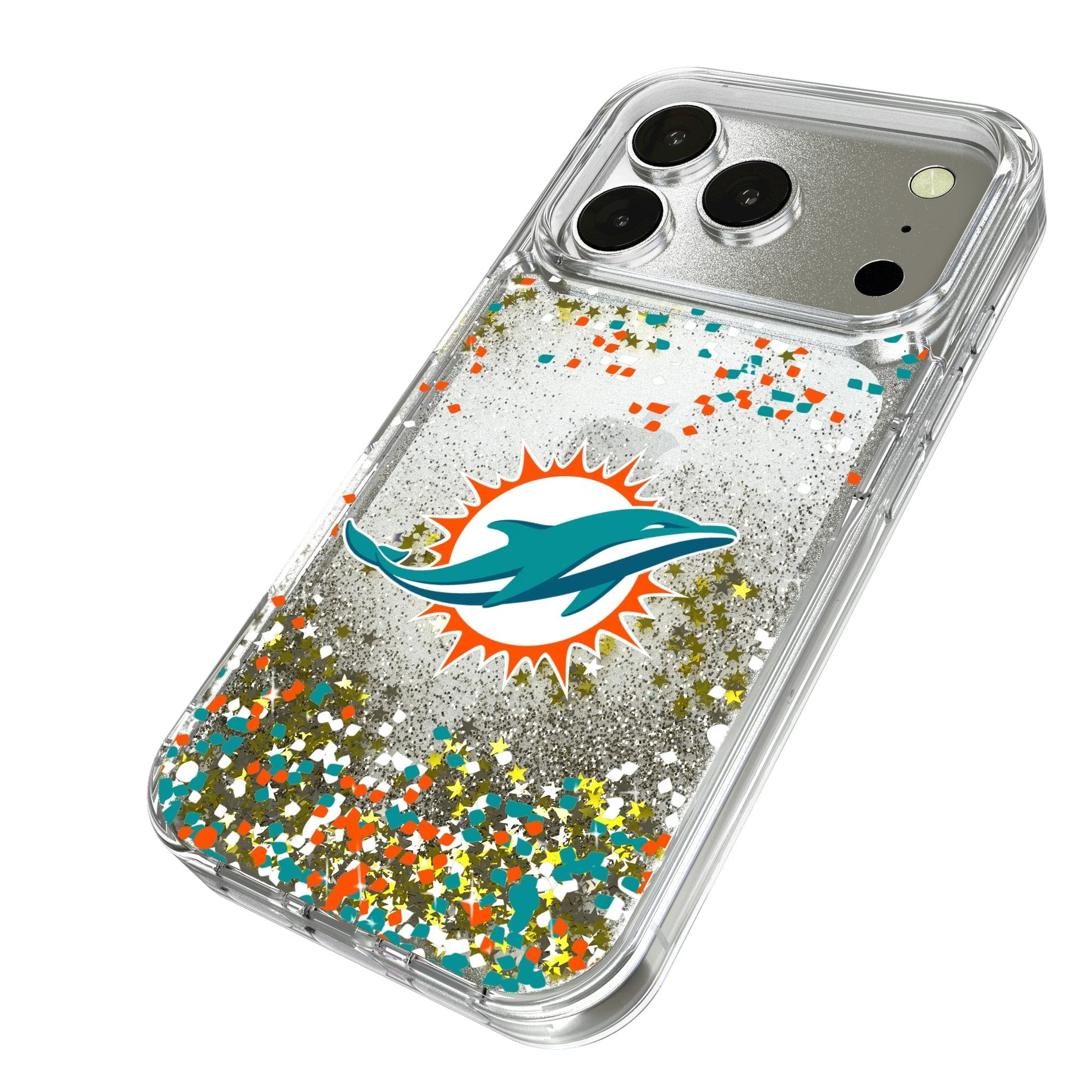 Miami Dolphins Confetti Glitter Phone Case for Apple iPhone 17 Series 2