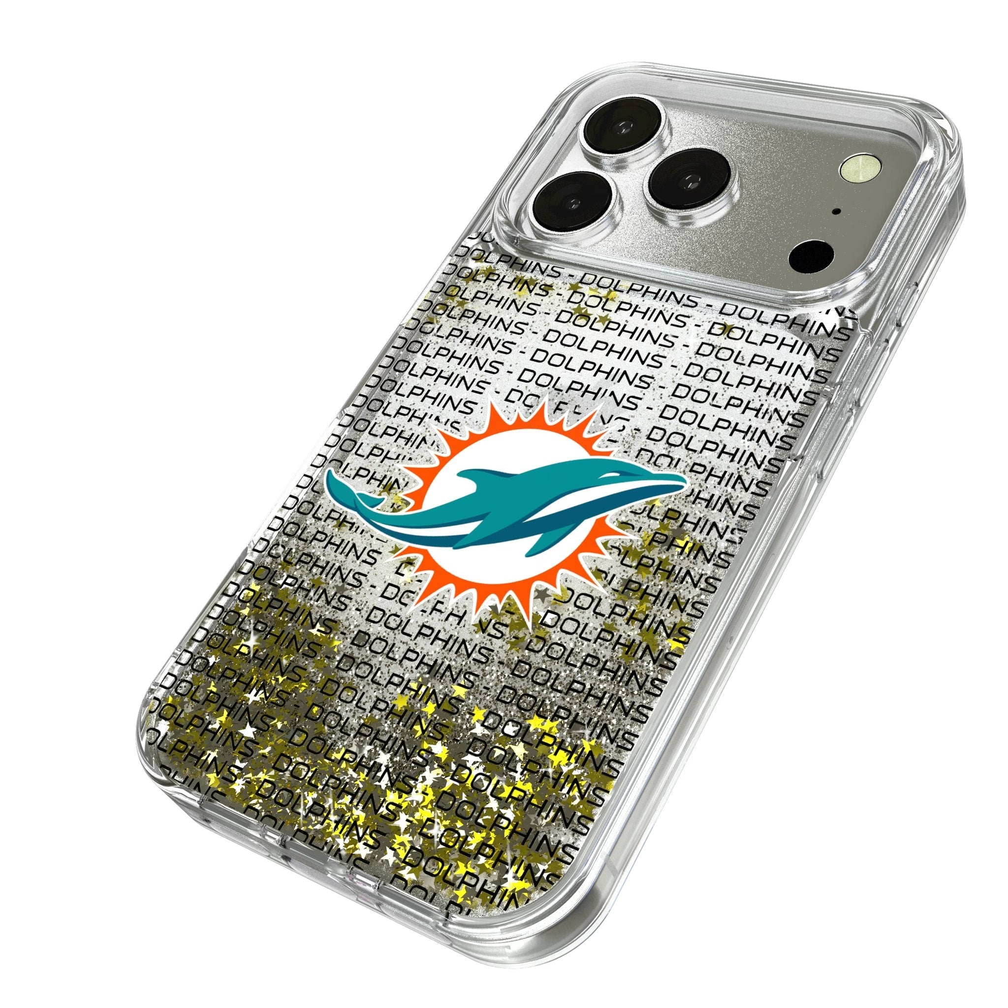 Miami Dolphins Text Backdrop Glitter Phone Case for Apple iPhone 17 Series 2