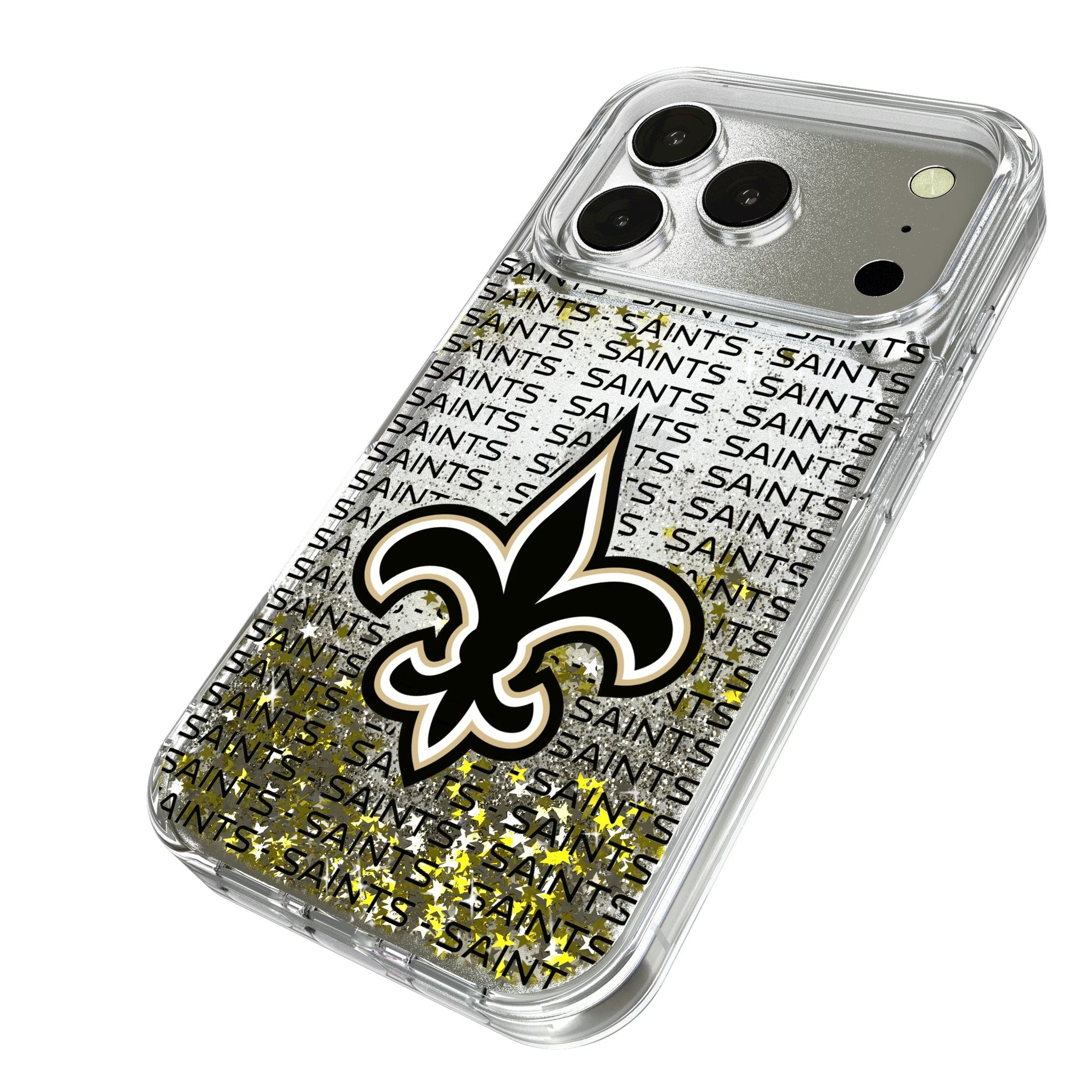 New Orleans Saints Text Backdrop Glitter Phone Case for Apple iPhone 17 Series 2
