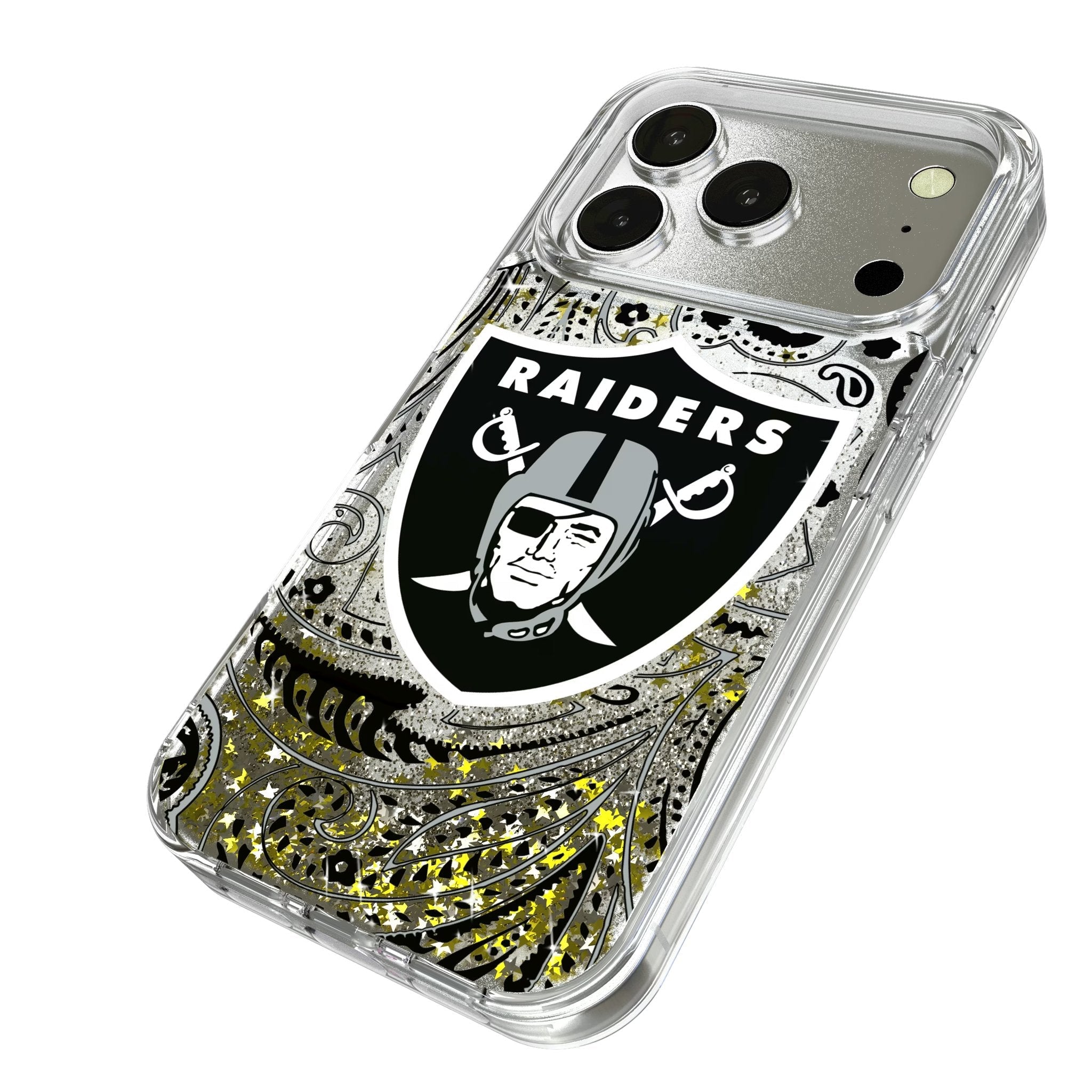 Las Vegas Raiders Paisley Glitter Phone Case for Apple iPhone 17 Series 2