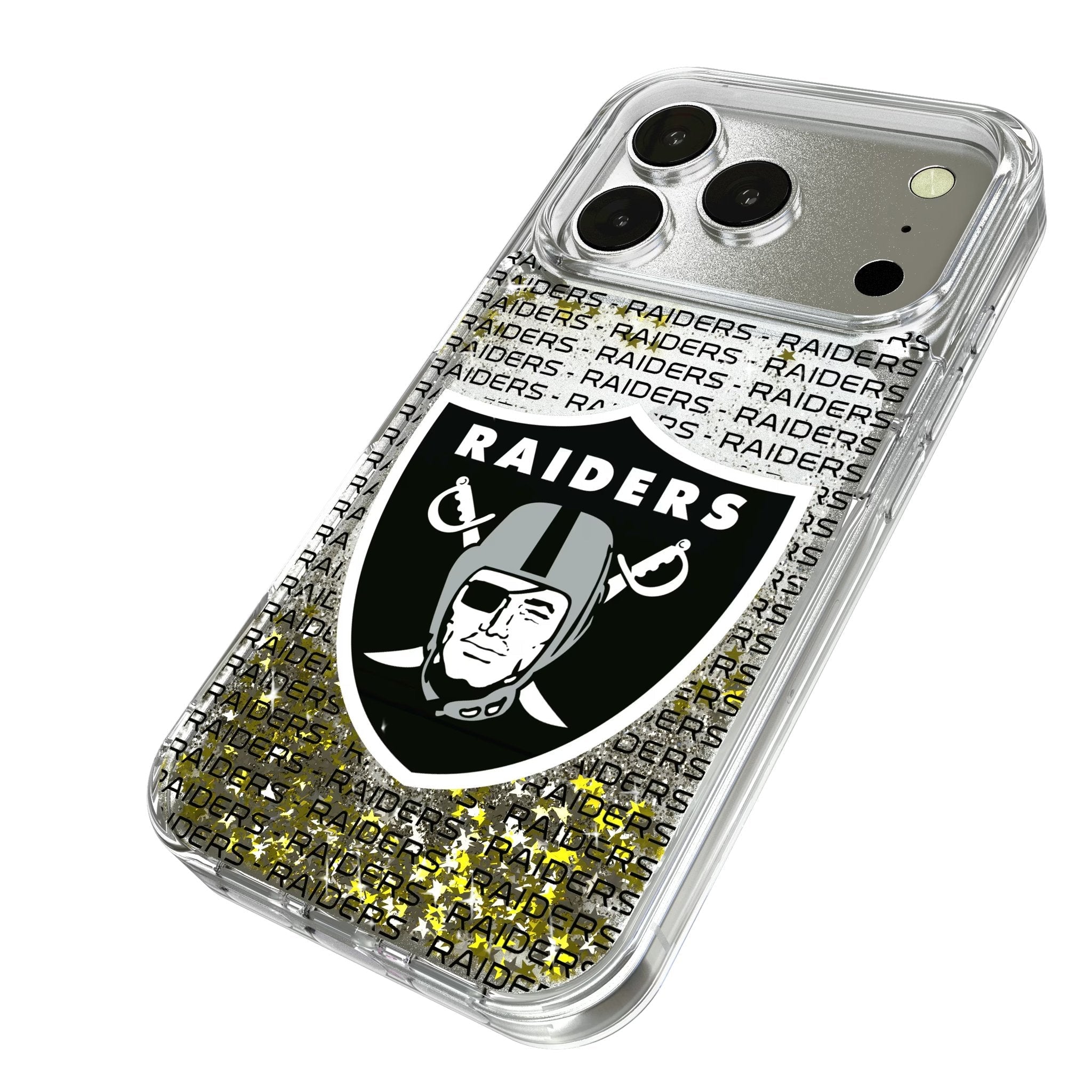 Las Vegas Raiders Text Backdrop Glitter Phone Case for Apple iPhone 17 Series 2