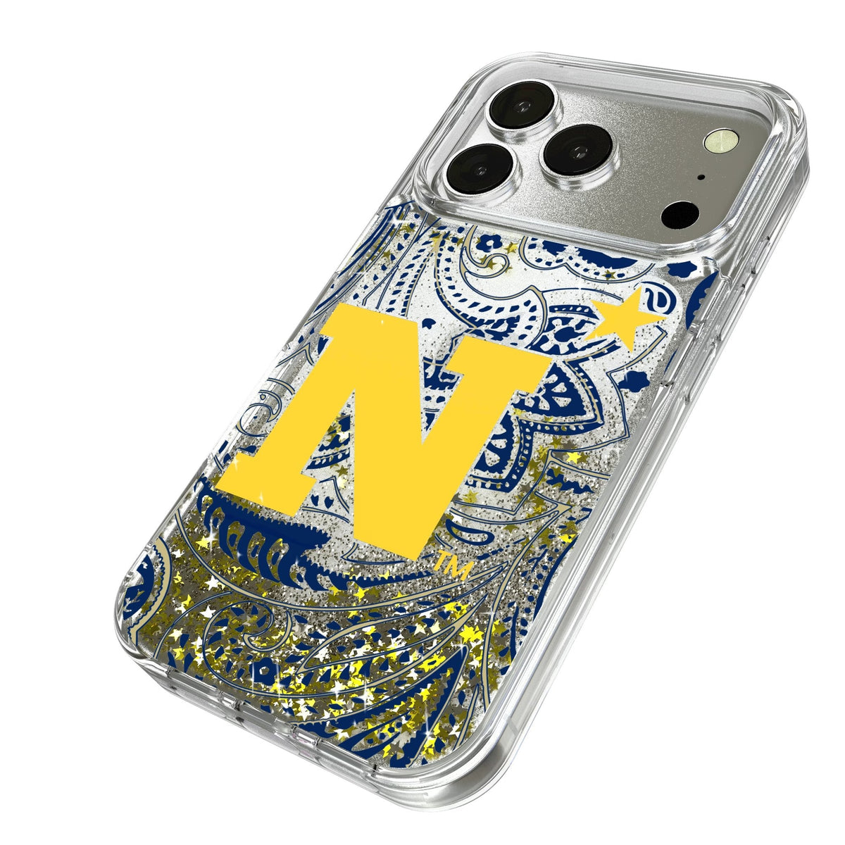 United State Naval Academy Midshipmen Paisley Glitter Phone Case for Apple iPhone 17 Series