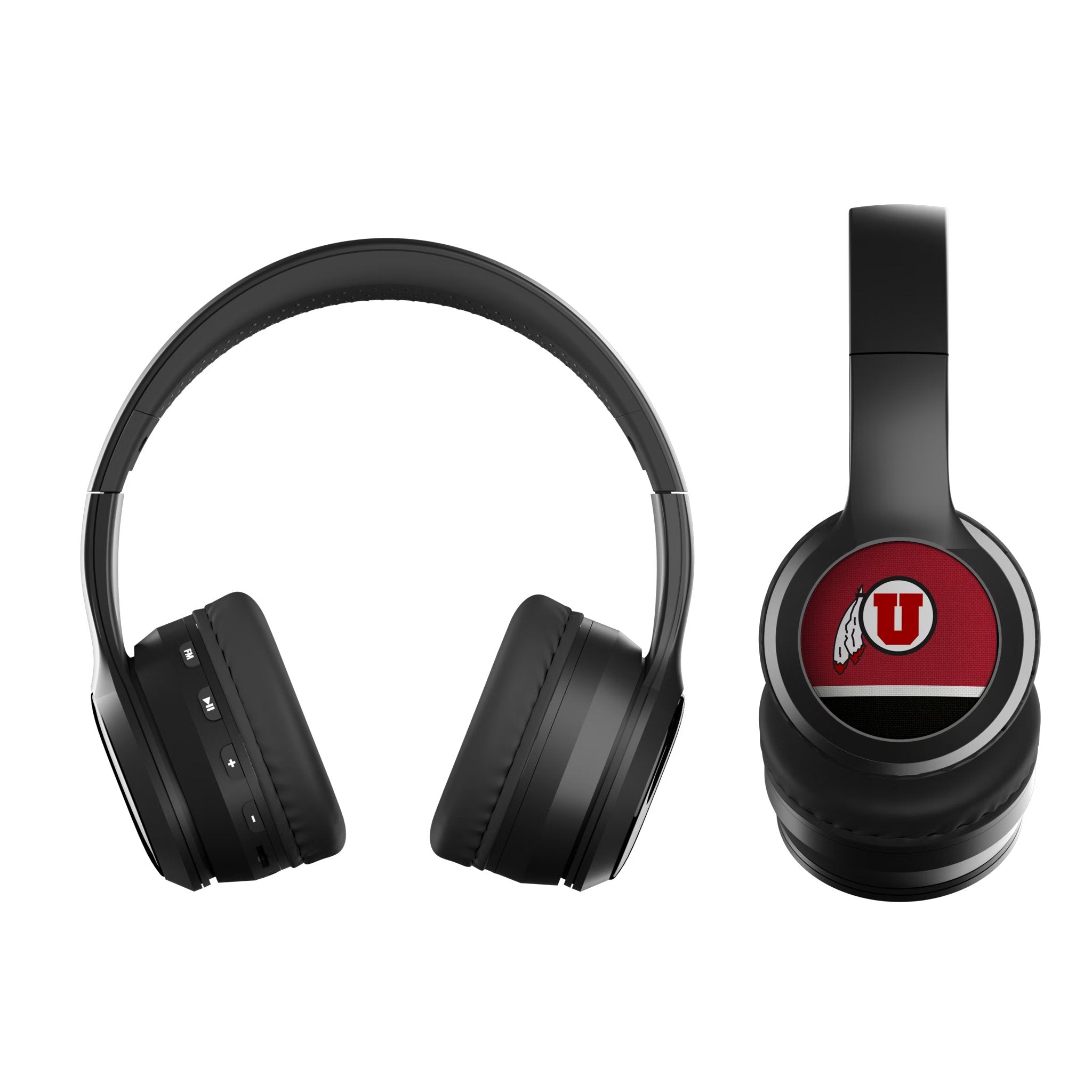 University of Utah Utes Stripe Wireless Over-Ear BT Headphones With Case 2