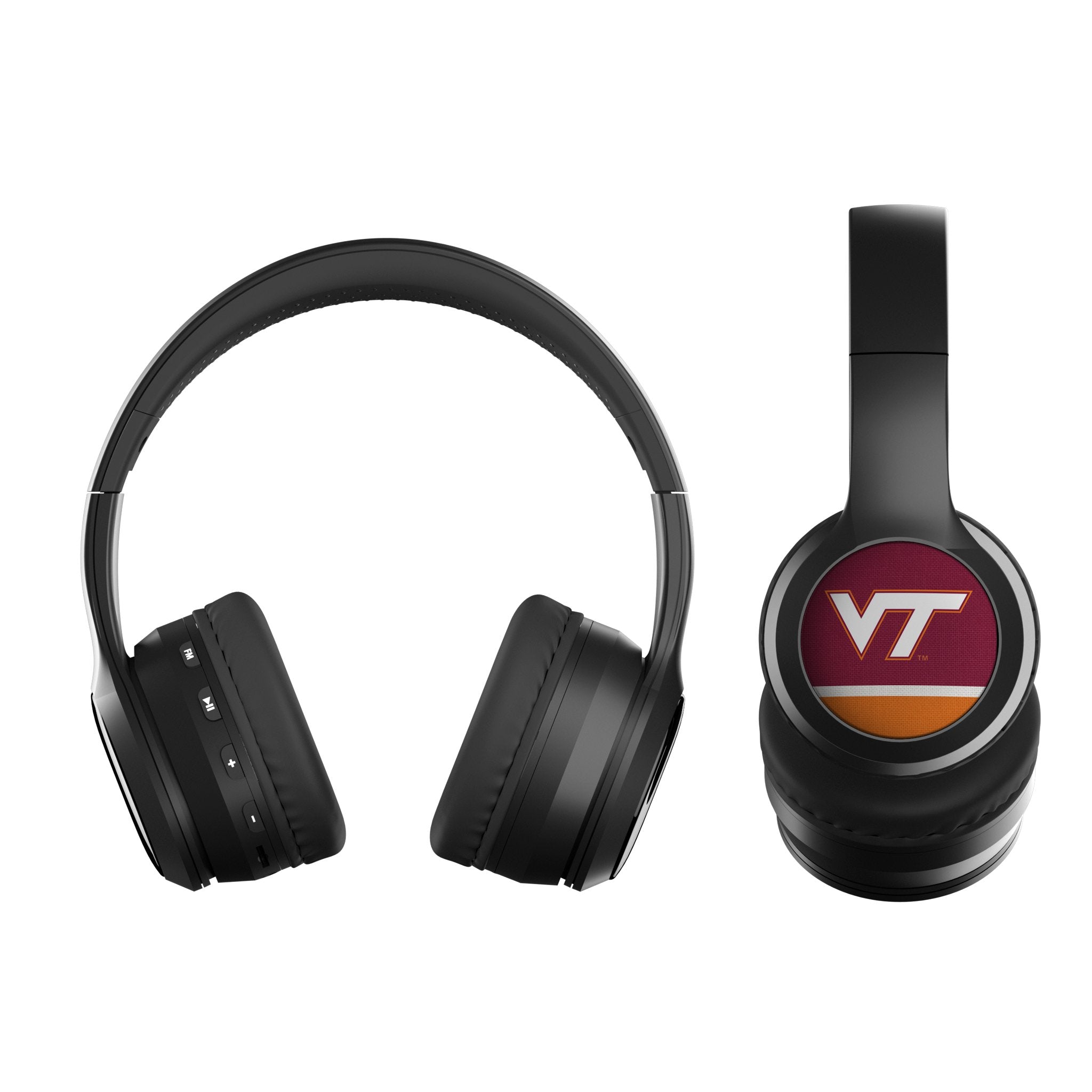 Virginia Tech Hokies Stripe Wireless Over-Ear BT Headphones With Case 2