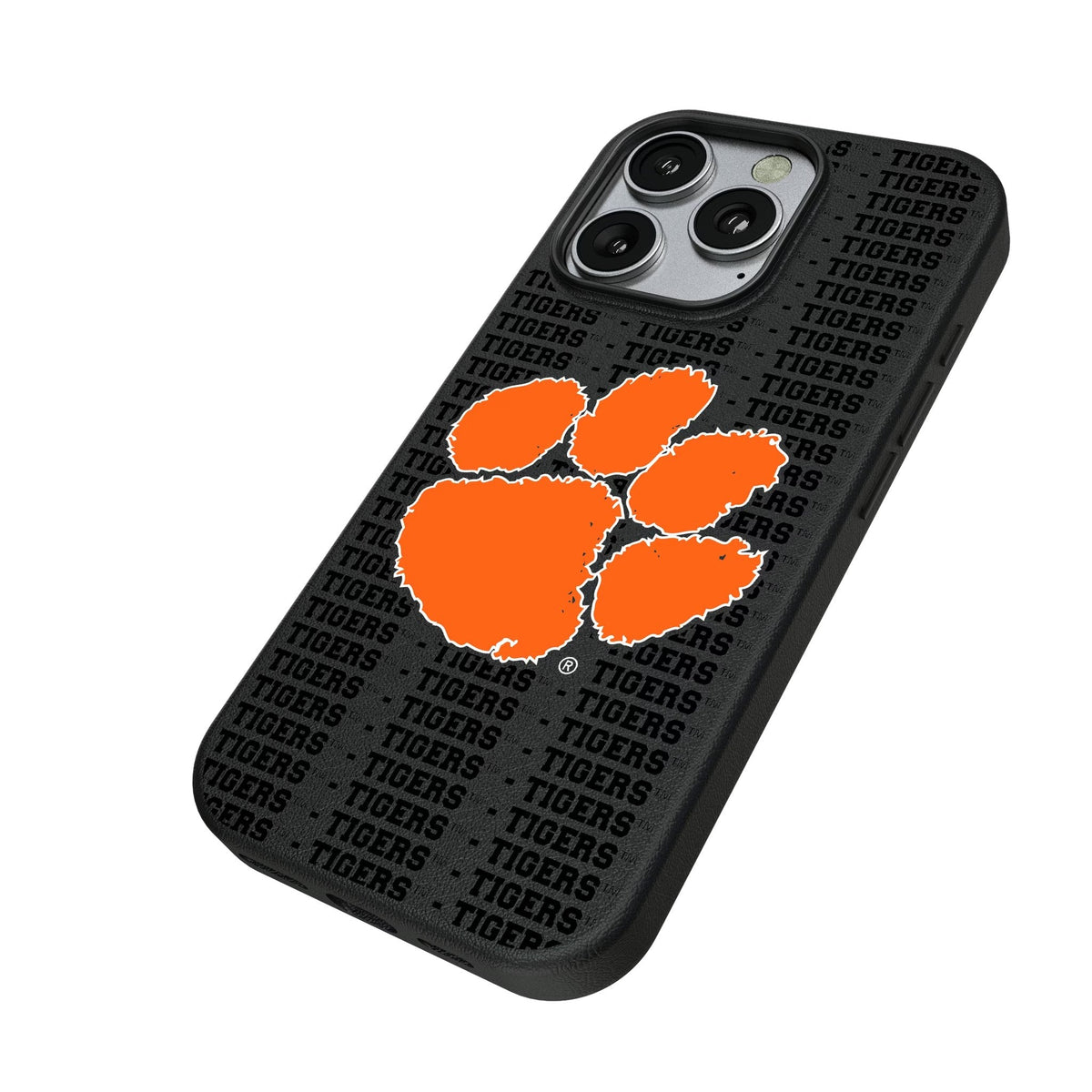 Clemson University Tigers Text Backdrop MagSafe Compatible Phone Case for Apple iPhone 2