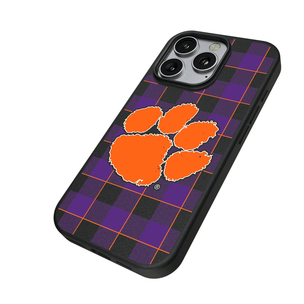 Clemson University Tigers Plaid MagSafe Compatible Phone Case for Apple iPhone