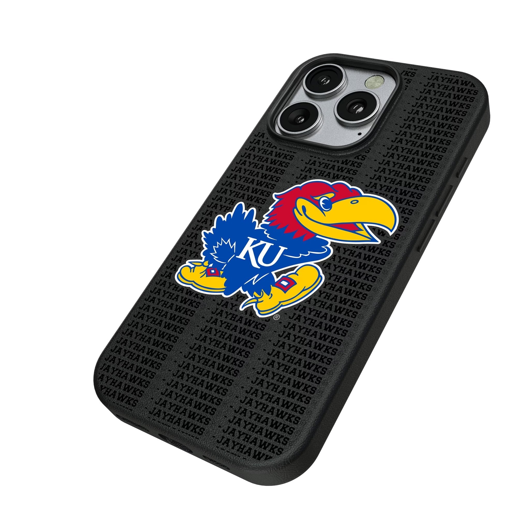 University of Kansas Jayhawks Text Backdrop MagSafe Compatible Phone Case for Apple iPhone 2
