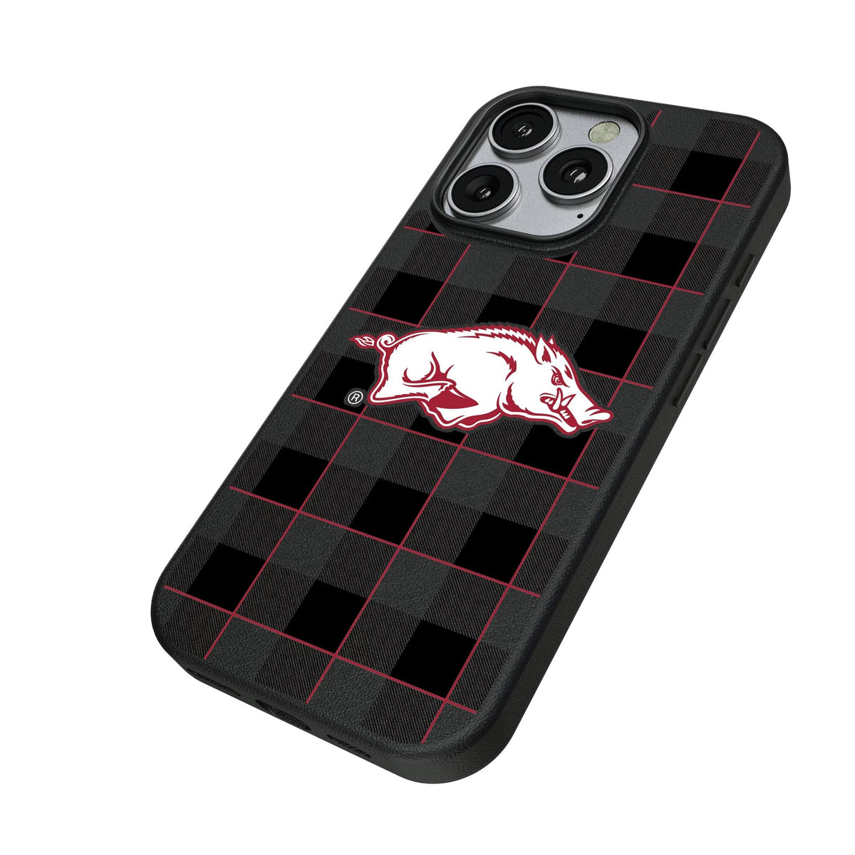 University of Arkansas Fayetteville Razorbacks Plaid MagSafe Compatible Phone Case for Apple iPhone 2