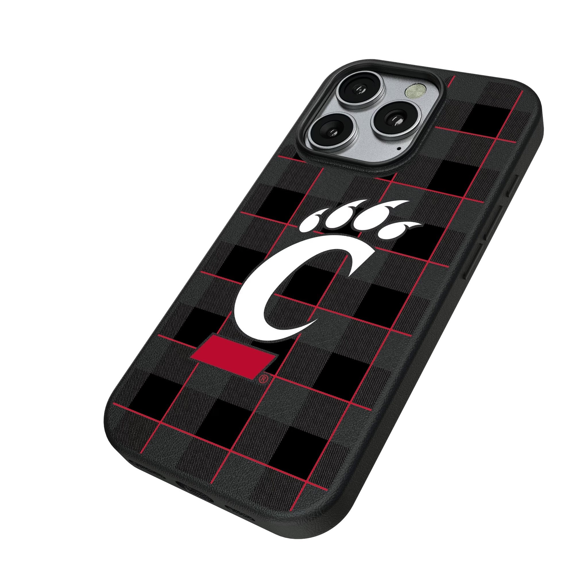 University of Cincinnati Bearcats Plaid MagSafe Compatible Phone Case for Apple iPhone