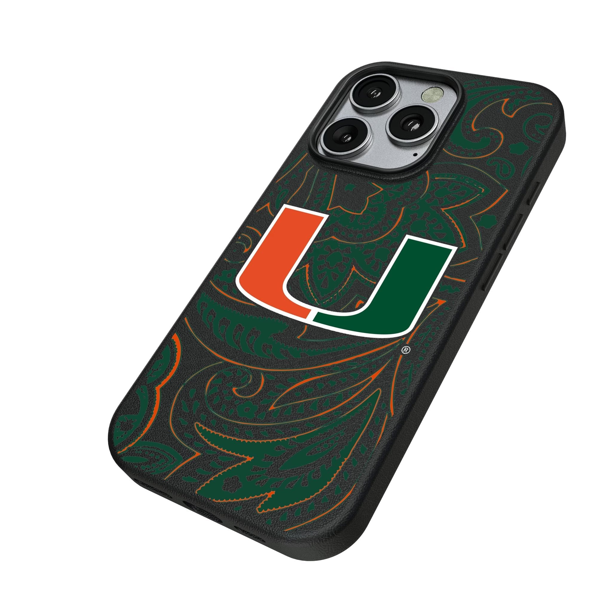 University of Miami Hurricanes Paisley MagSafe Compatible Phone Case for Apple iPhone 2