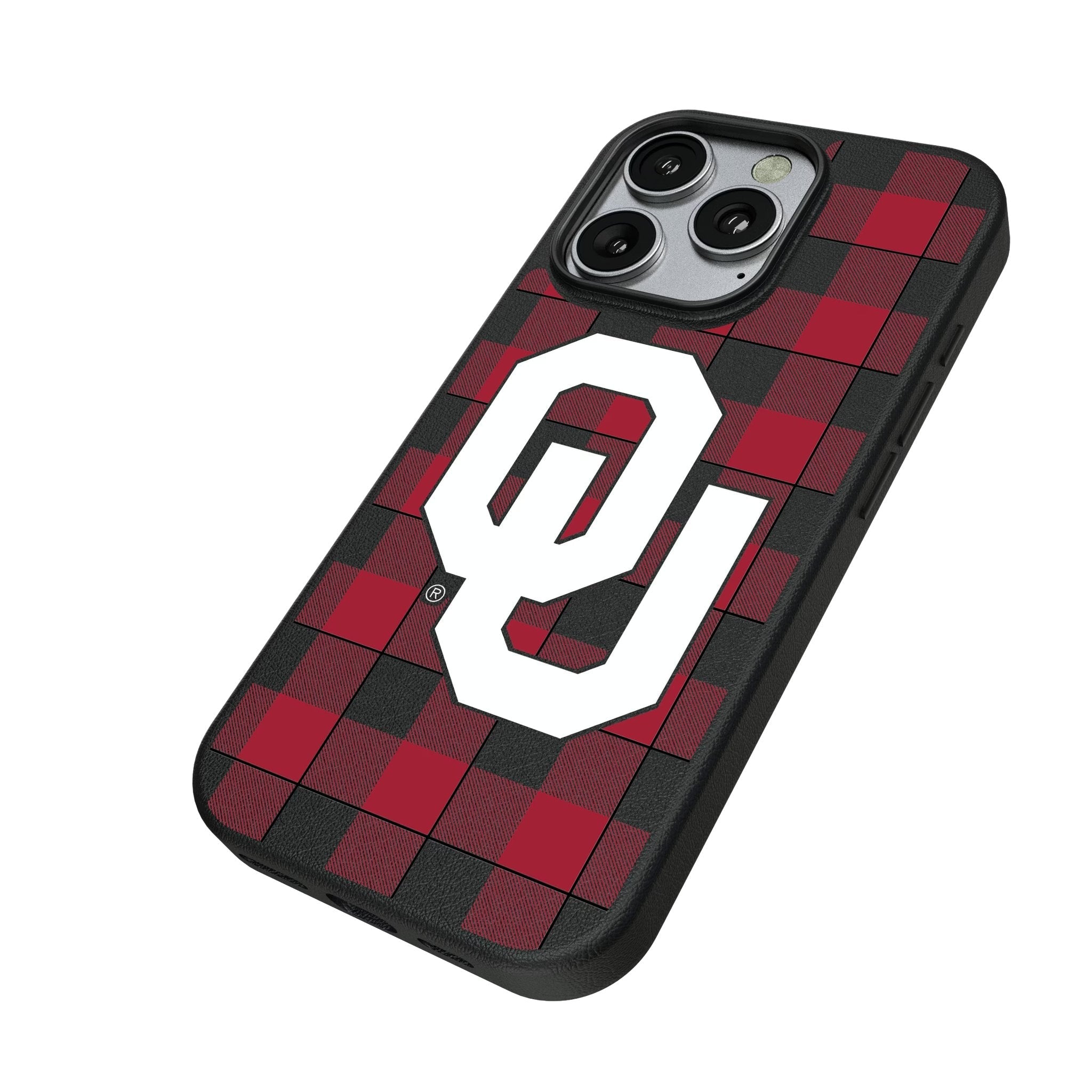 University of Oklahoma Sooners Plaid MagSafe Compatible Phone Case for Apple iPhone 2