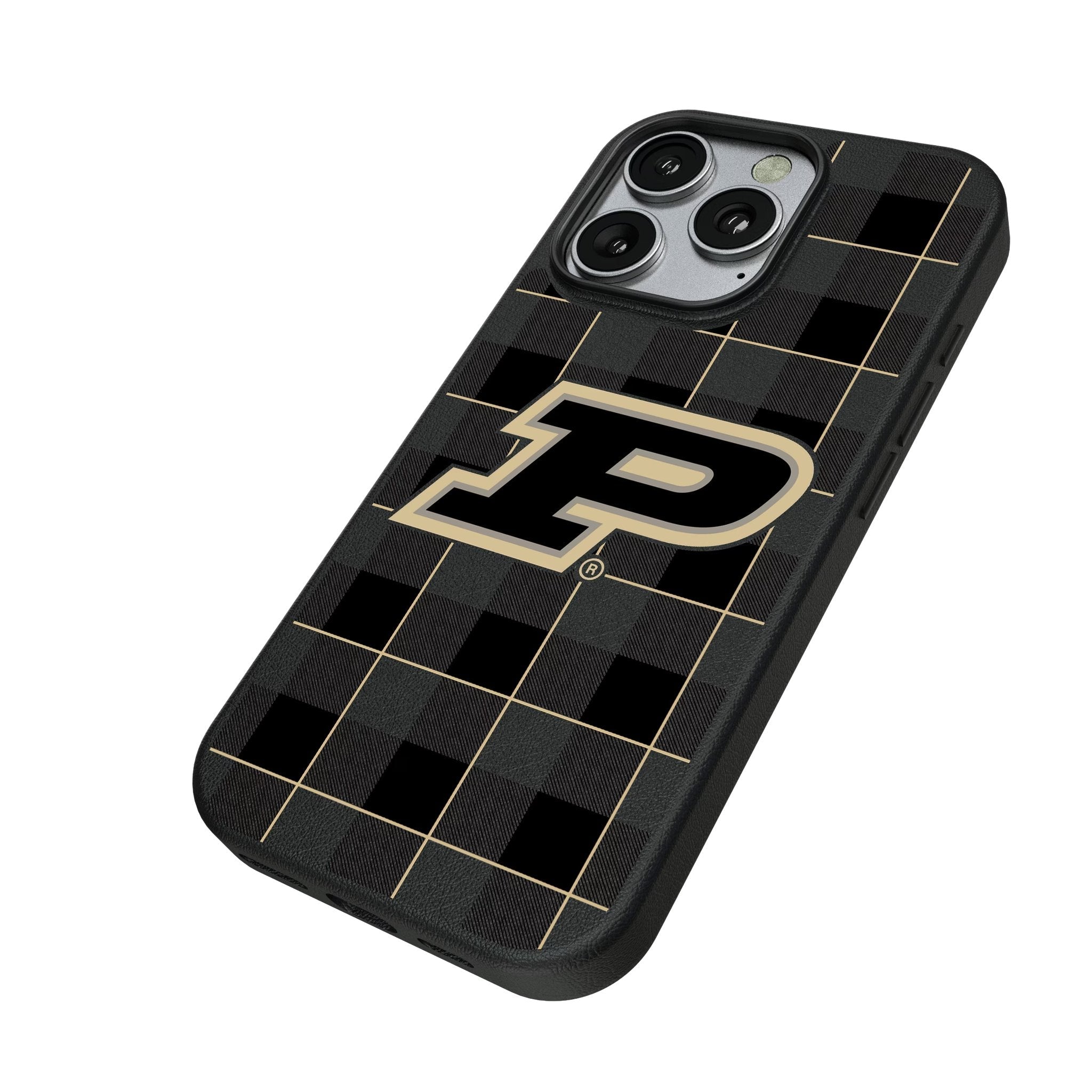 Purdue University Boilermakers Plaid MagSafe Compatible Phone Case for Apple iPhone 2
