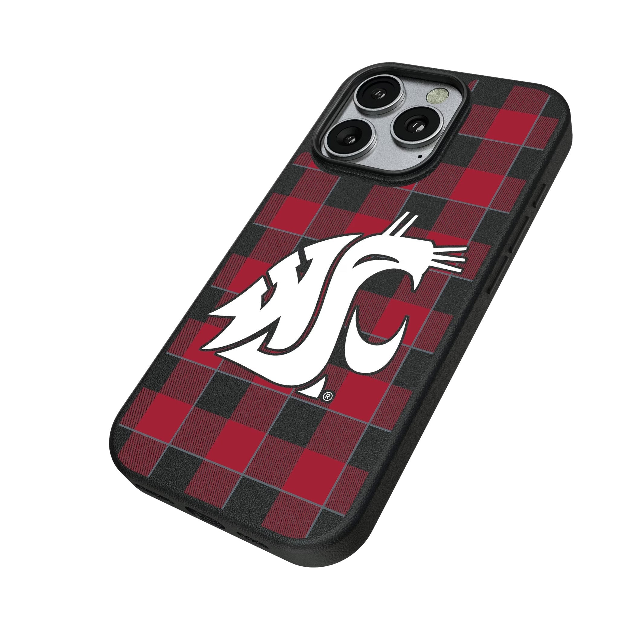 Washington State University Cougars Plaid MagSafe Compatible Phone Case for Apple iPhone