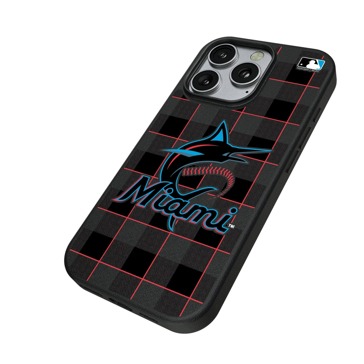 Miami Marlins Plaid MagSafe Compatible Phone Case for Apple iPhone 2