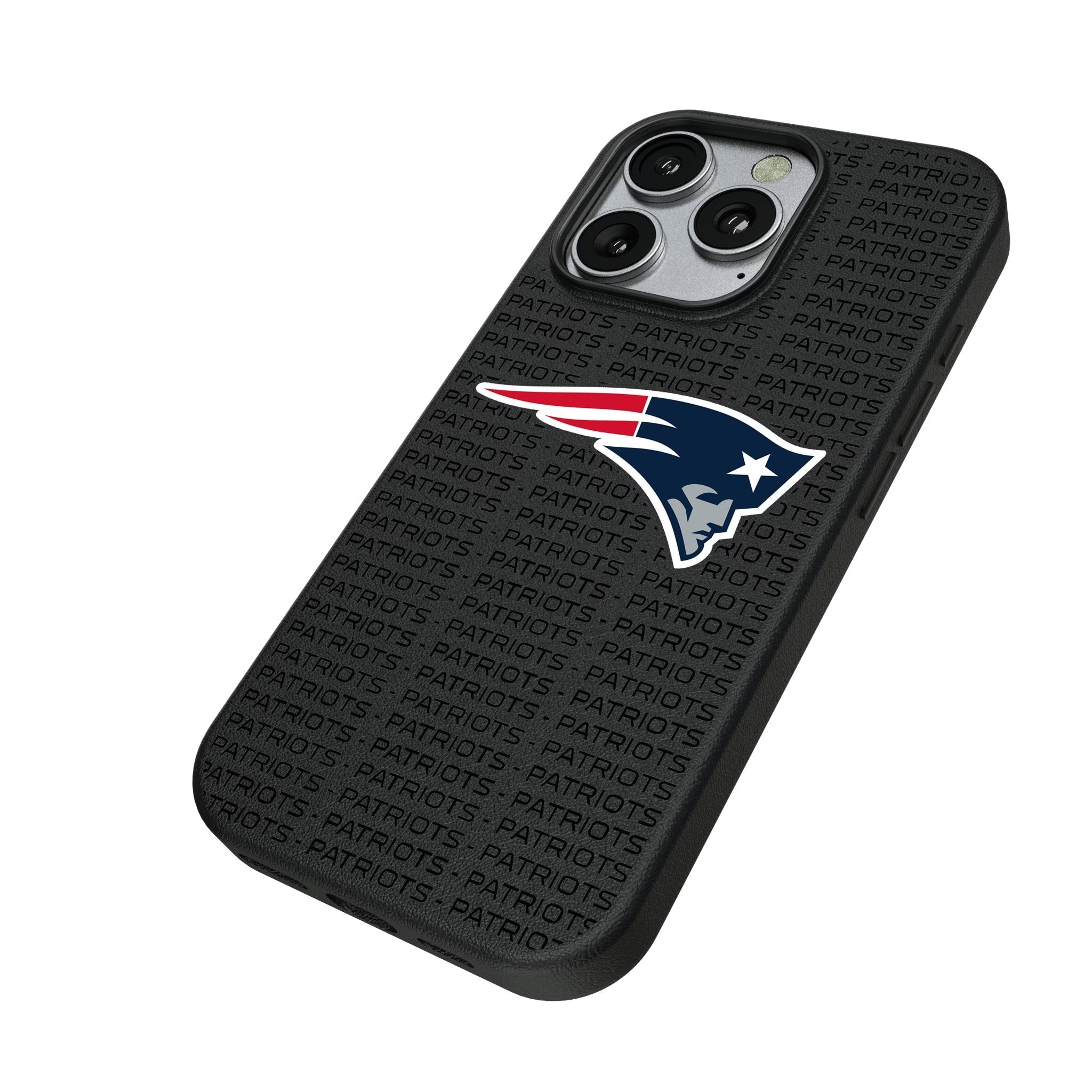 New England Patriots Text Backdrop MagSafe Compatible Phone Case for Apple iPhone 2