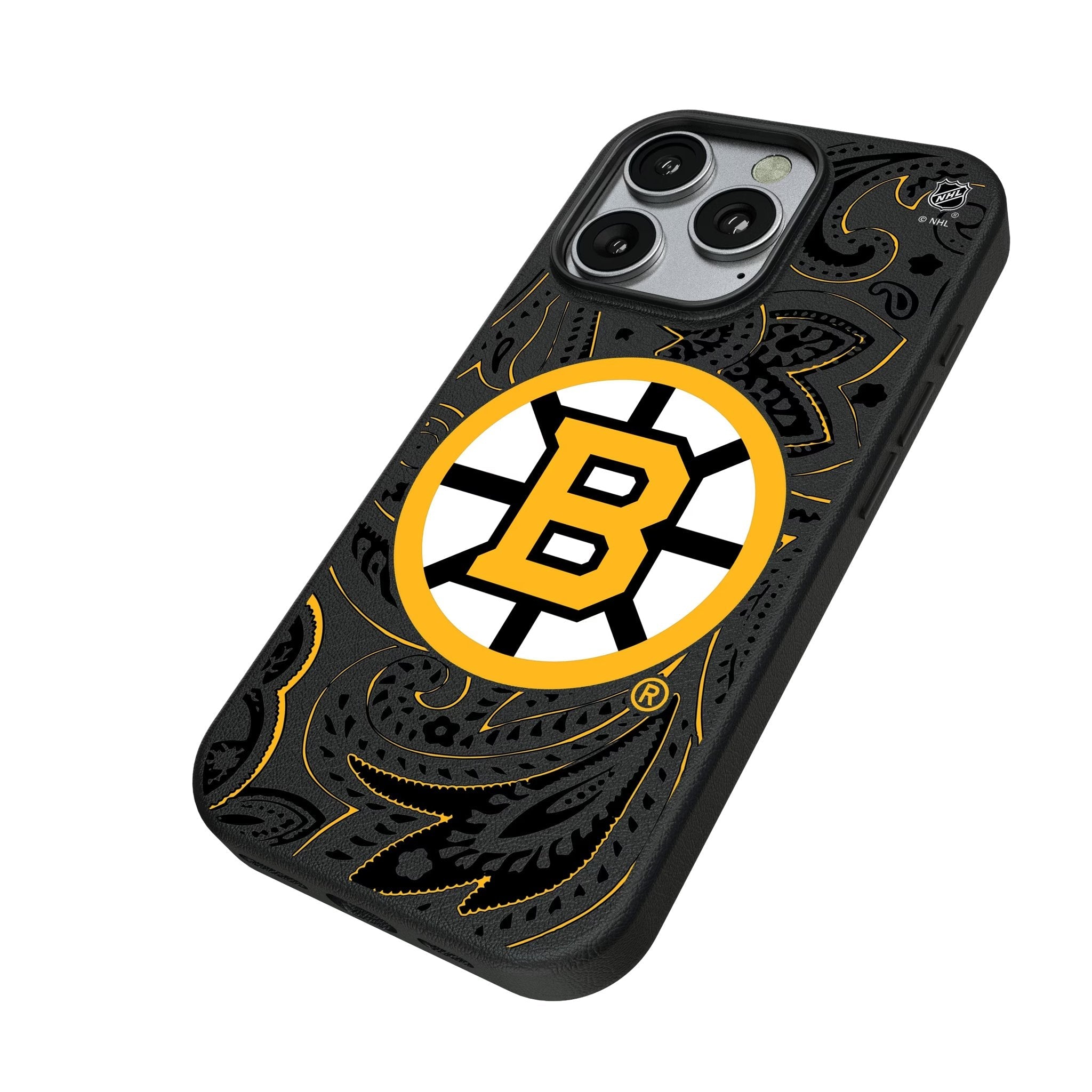 Boston Bruins Paisley MagSafe Compatible Phone Case for Apple iPhone