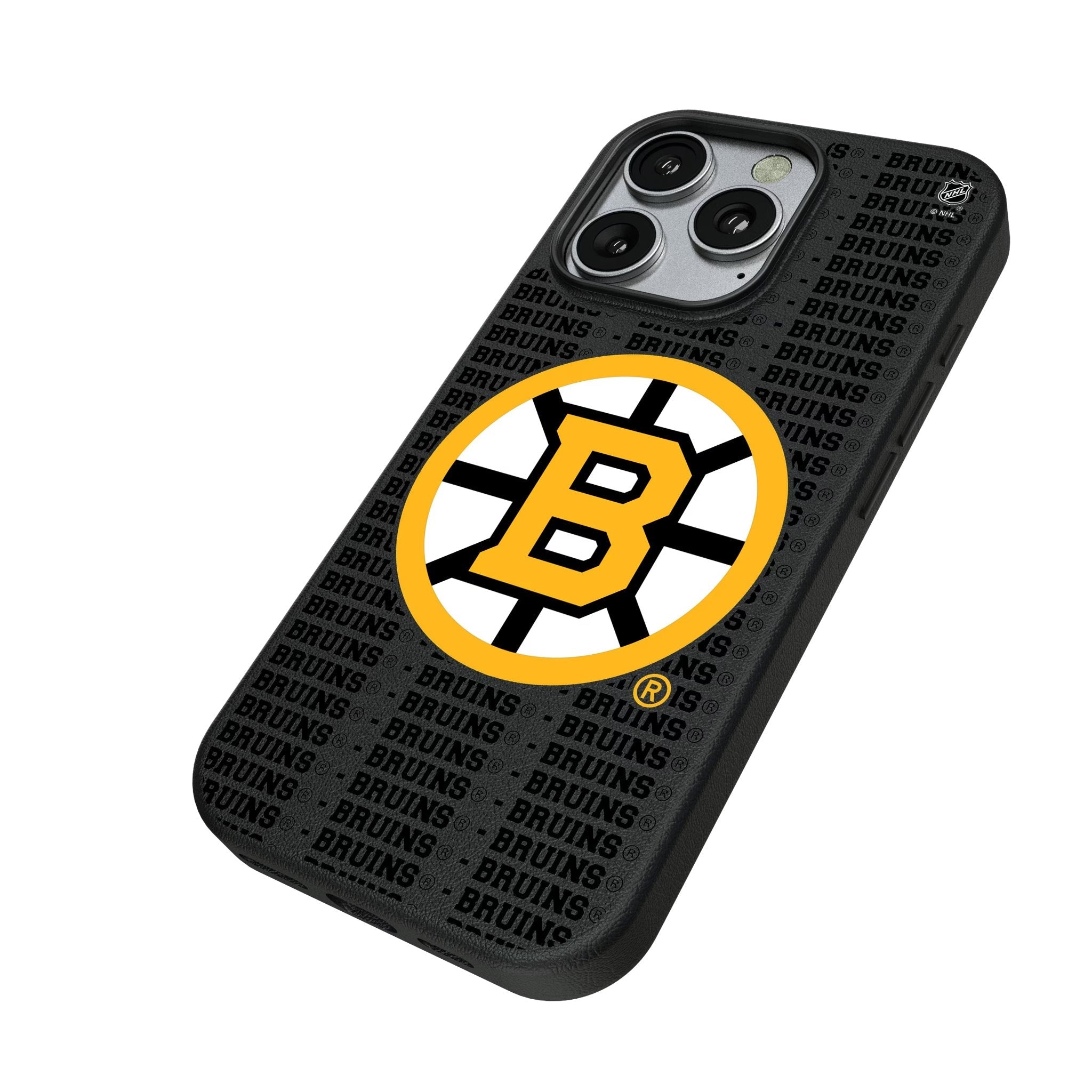Boston Bruins Text Backdrop MagSafe Compatible Phone Case for Apple iPhone