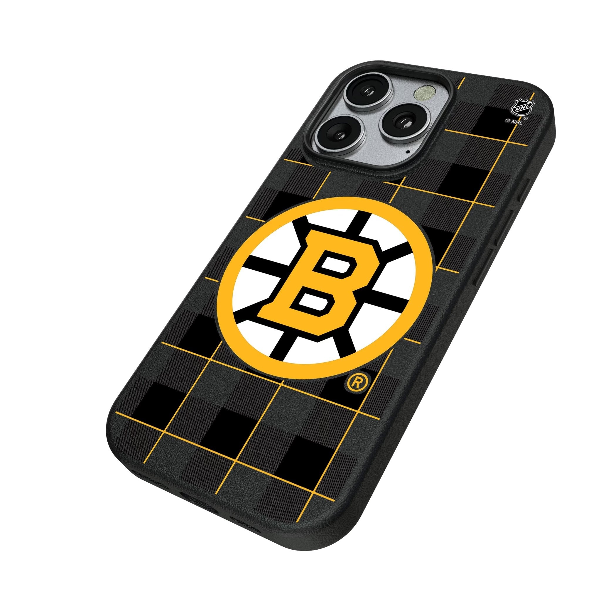 Boston Bruins Plaid MagSafe Compatible Phone Case for Apple iPhone