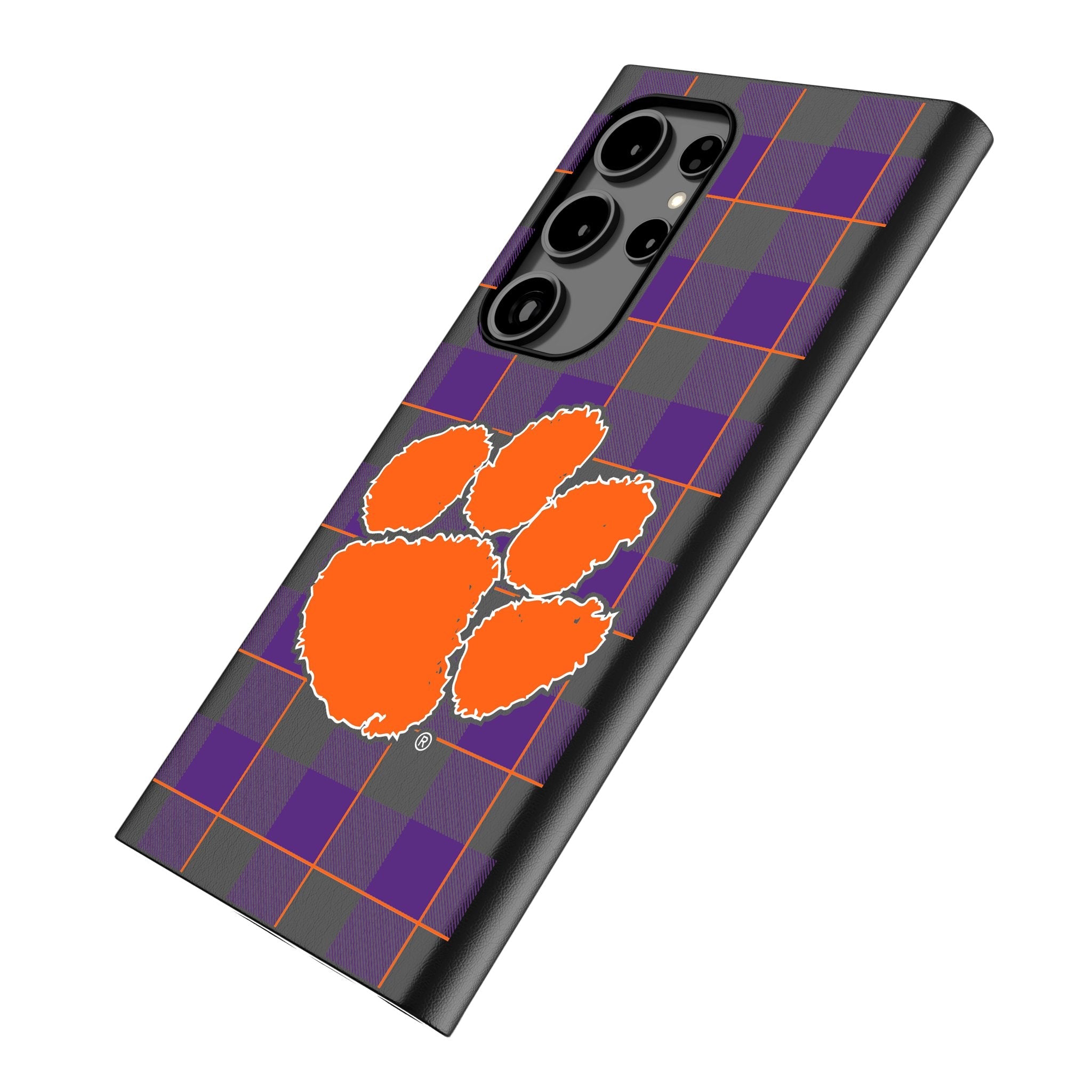 Clemson University Tigers Plaid MagSafe Compatible Phone Case for Samsung Galaxy 2