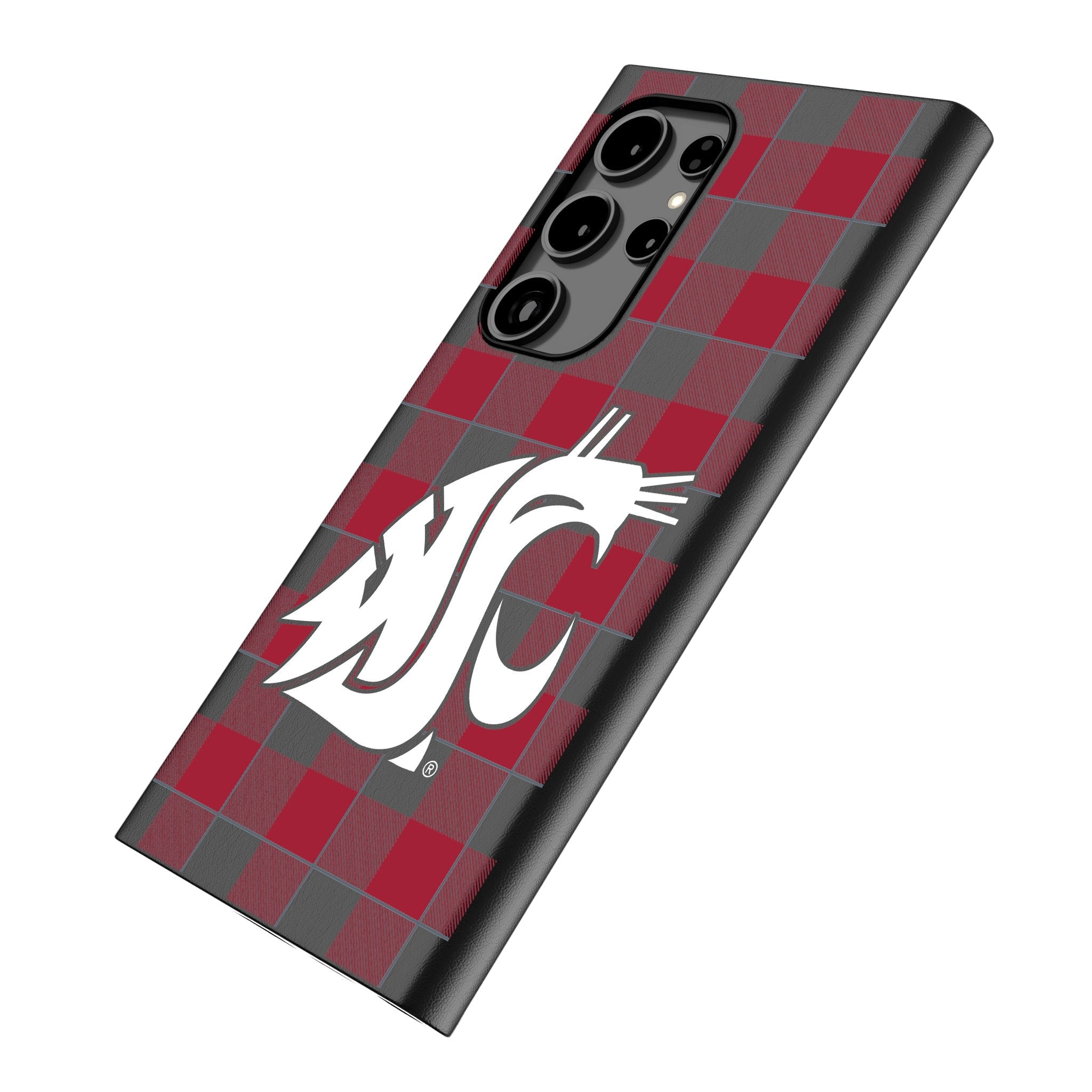 Washington State University Cougars Plaid MagSafe Compatible Phone Case for Samsung Galaxy