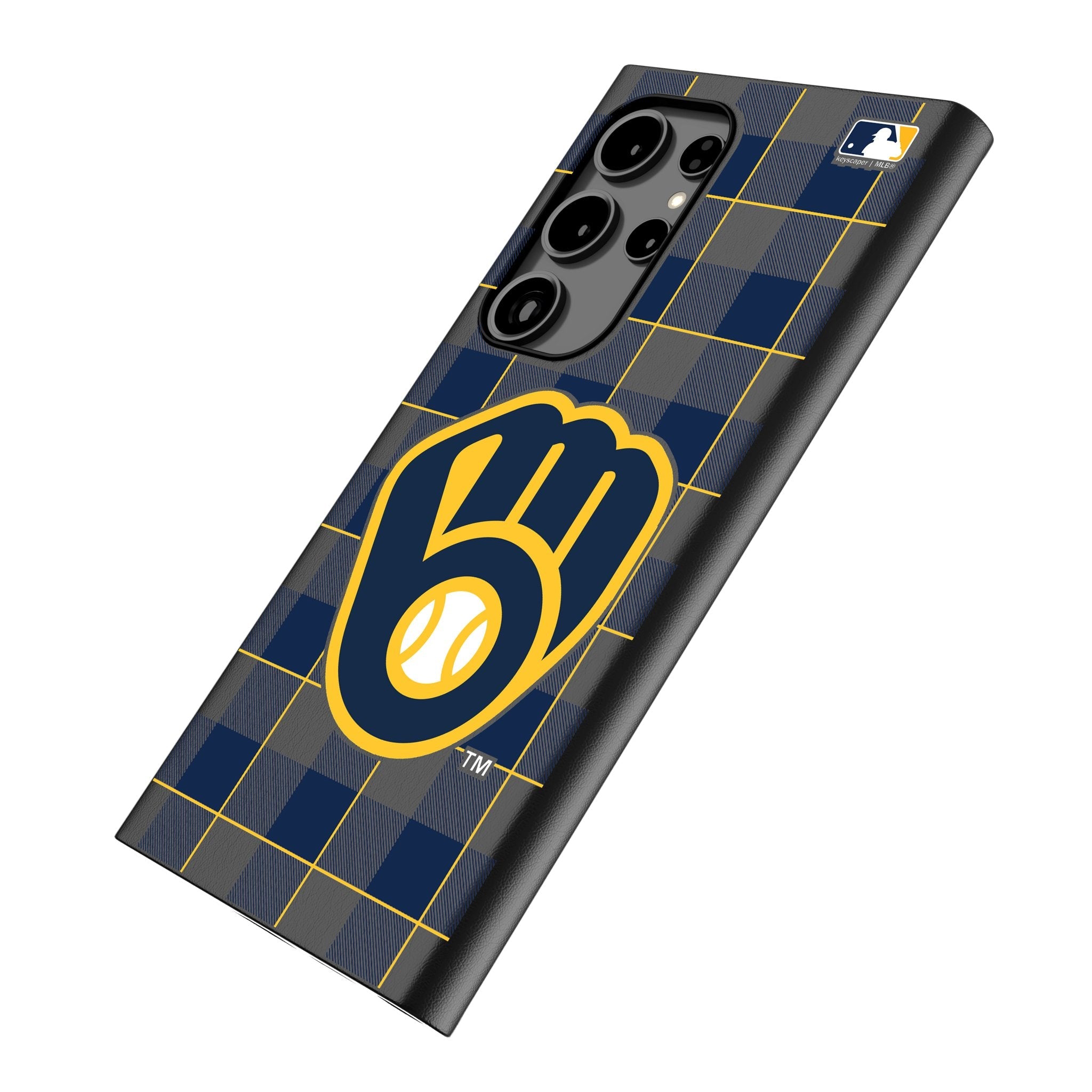 Milwaukee Brewers Plaid MagSafe Compatible Phone Case for Samsung Galaxy 2